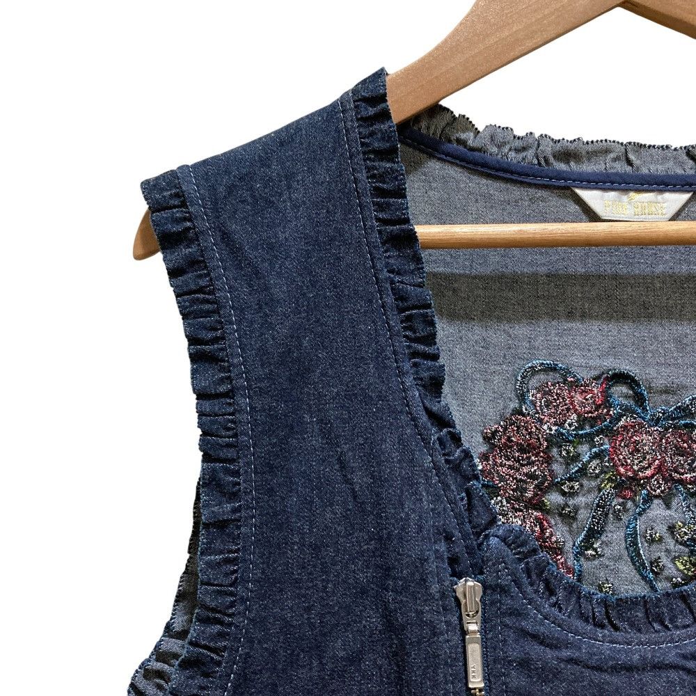 Other Other PINK HOUSE Embroidered Denim Vest Jacket Textile Outerwear DUTY FREE for USA Size ONE SIZE - 2 Thumbnail