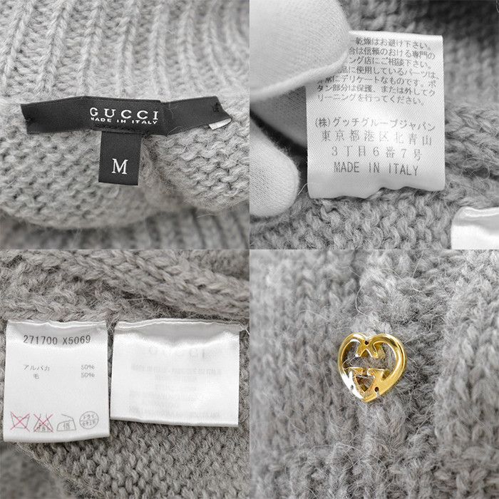 Gucci Gucci Gucci GG Heart Alpaca Wool Knitwear Textile Tops DUTY FREE for USA Size ONE SIZE - 10 Thumbnail