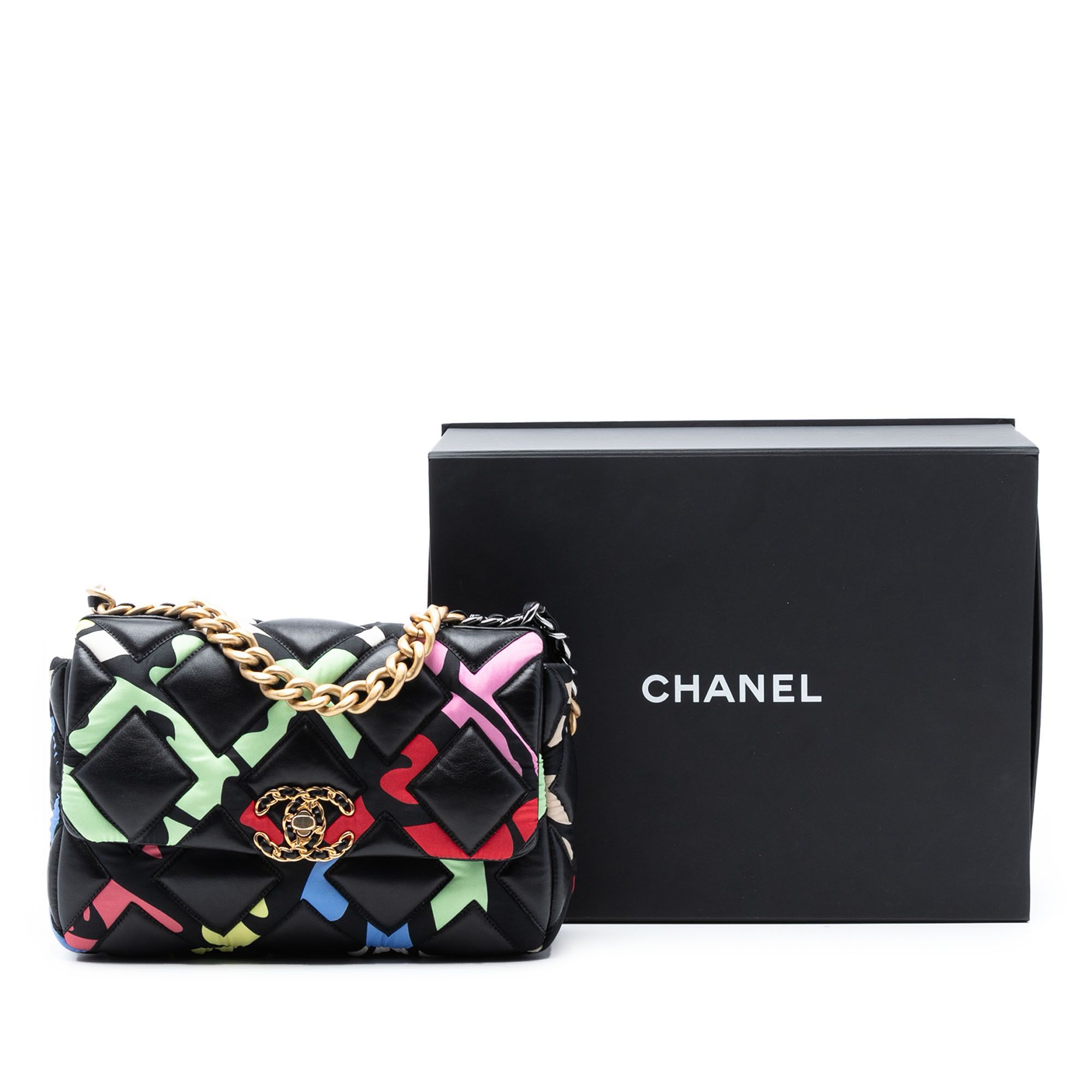 Chanel Chanel Medium Lambskin and Printed Silk Fixation 19 Flap Size ONE SIZE - 8 Thumbnail