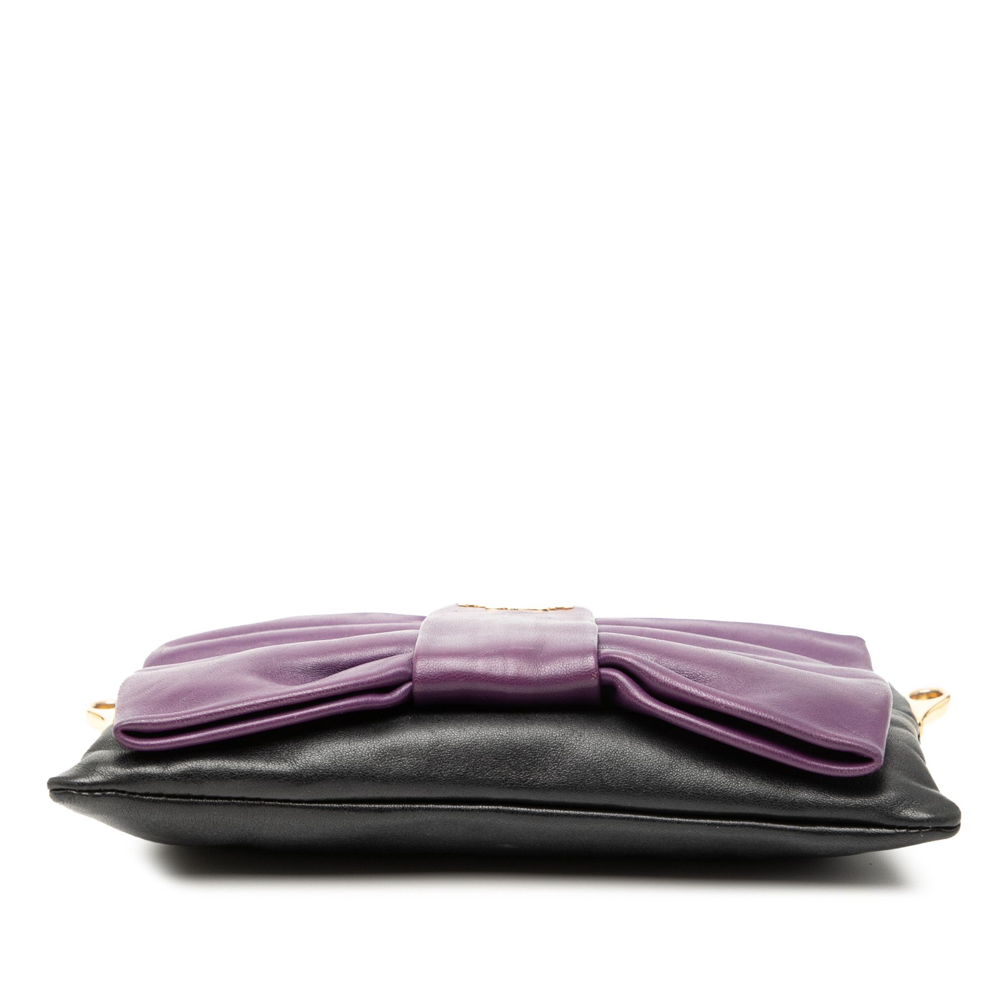 Prada Prada Bicolor Nappa Fiocco Bow Clutch on Strap Size ONE SIZE - 3 Thumbnail