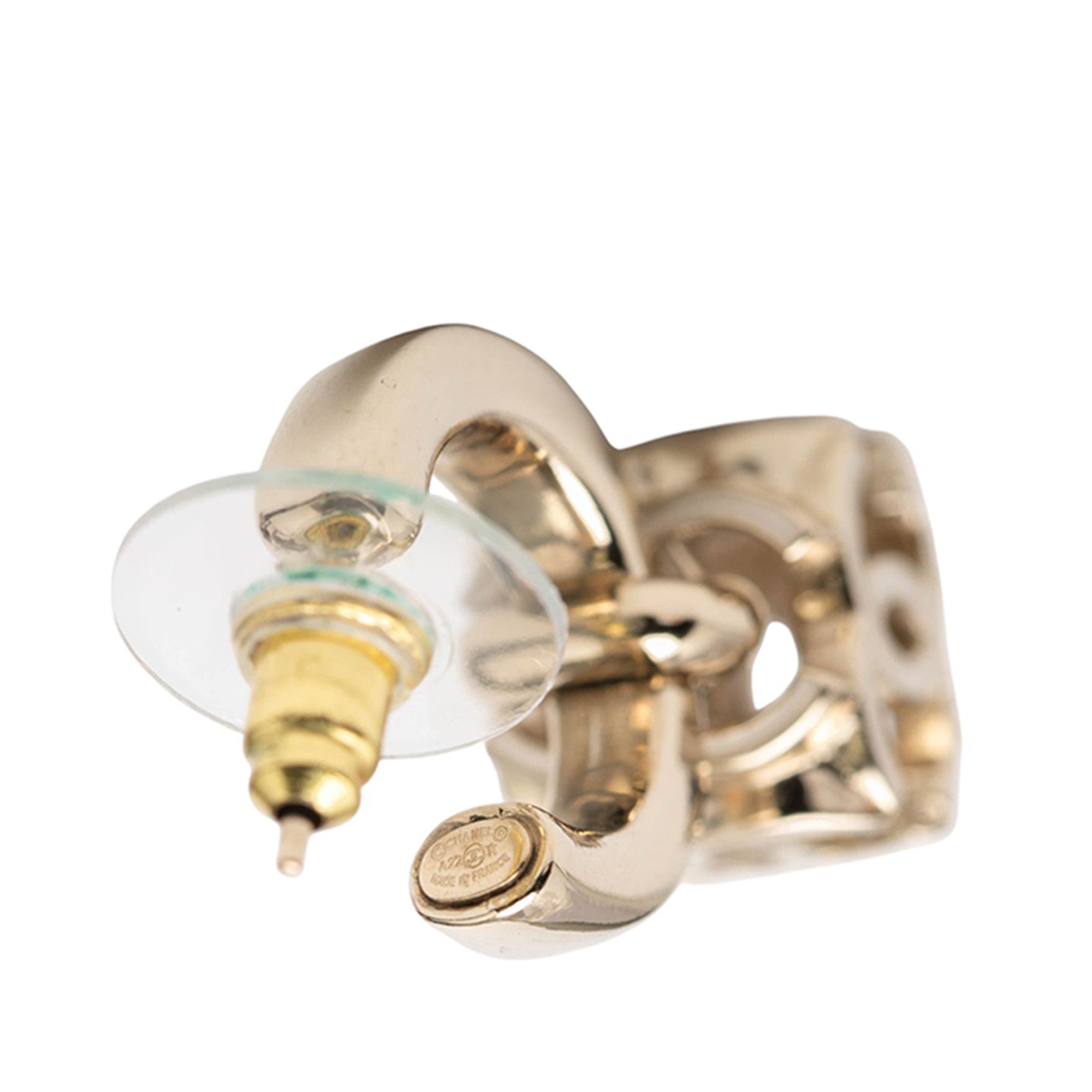 Chanel Chanel CC Gold Plated Enamel Cube Drop Hoop Push Back Earrings Size ONE SIZE - 3 Thumbnail