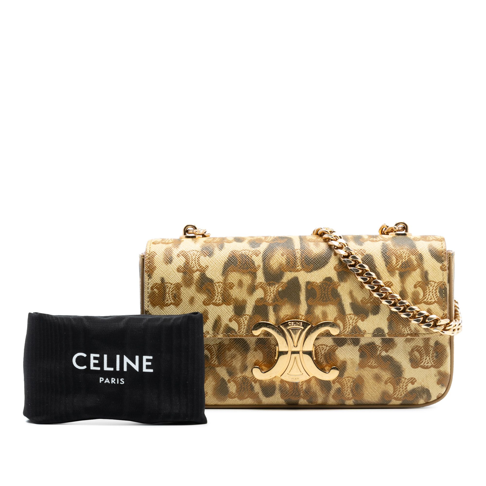 Celine Celine Calfskin Leopard Print Claude Chain Shoulder Bag Size ONE SIZE - 8 Thumbnail