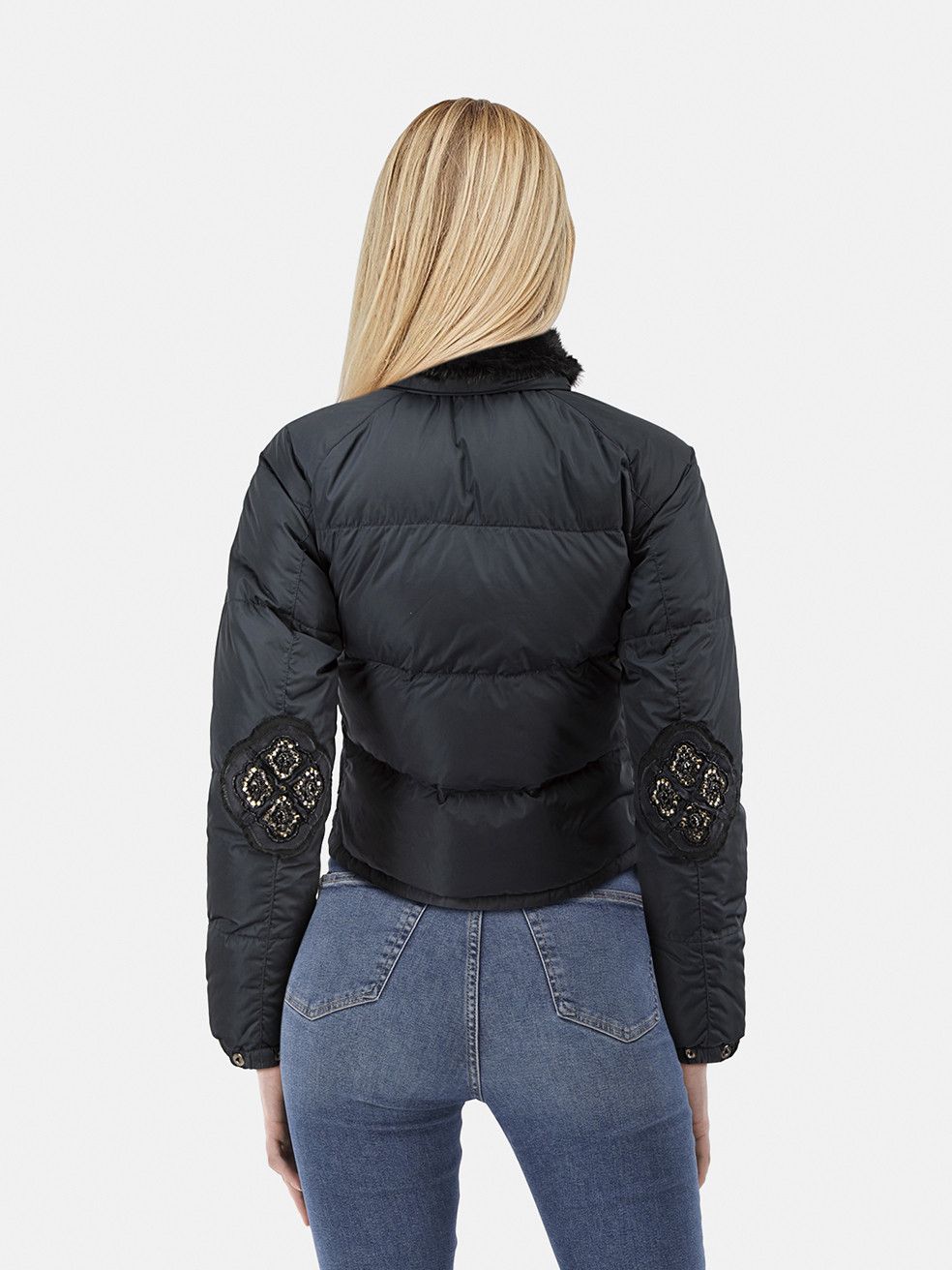 Prada Navy Mink Fur Trim Embellished Elbow Coat Size XS / US 0-2 / IT 36-38 - 2 Thumbnail