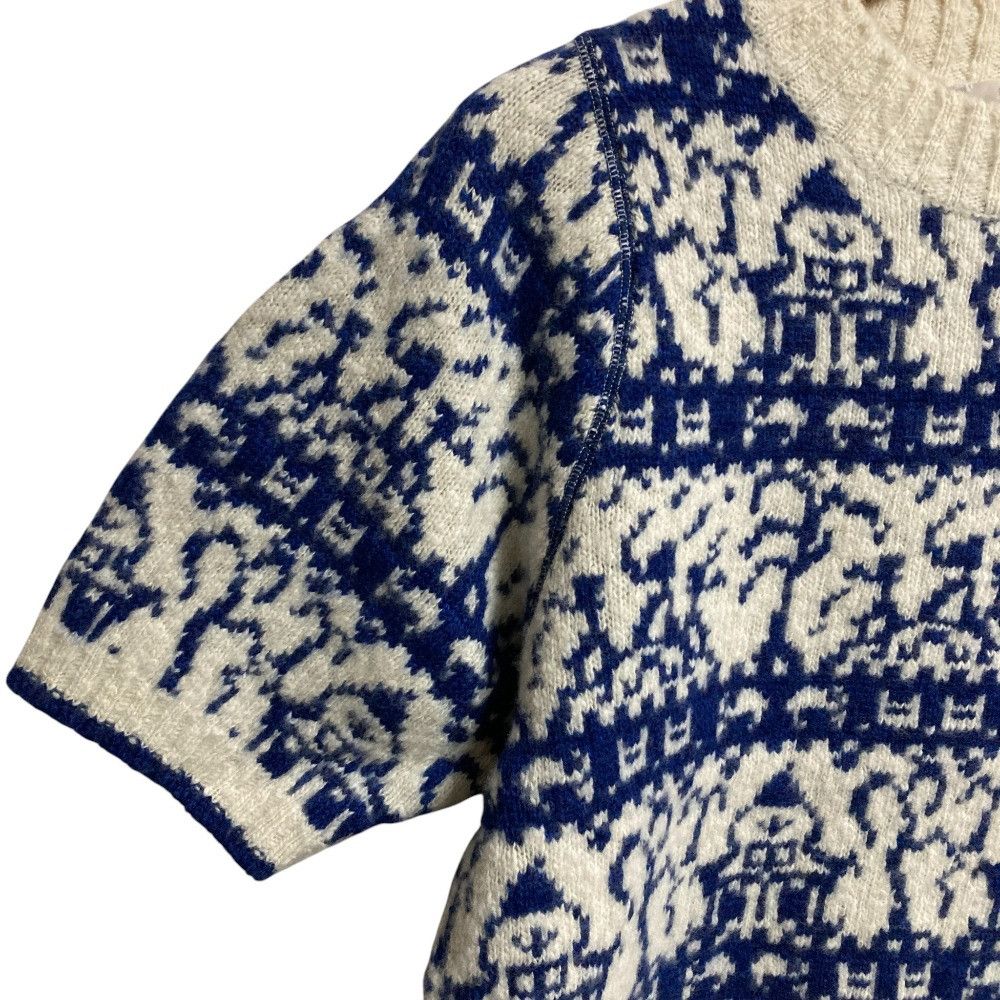 Other Other BLAMINK Jacquard Crew Neck Short Sleeve Sweater Textile Tops 7918-106-0109 DUTY FREE for USA Size ONE SIZE - 3 Thumbnail