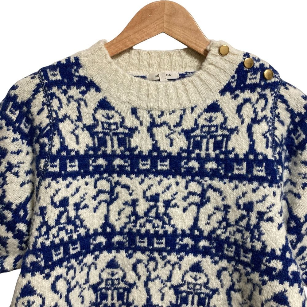Other Other BLAMINK Jacquard Crew Neck Short Sleeve Sweater Textile Tops 7918-106-0109 DUTY FREE for USA Size ONE SIZE - 4 Thumbnail