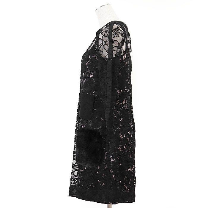 Louis Vuitton Louis Vuitton Louis Vuitton Floral Lace Lambskin Nubuck Mink Fur Pocket Dress Fur Dresses DUTY FREE for USA Size ONE SIZE - 20 Thumbnail