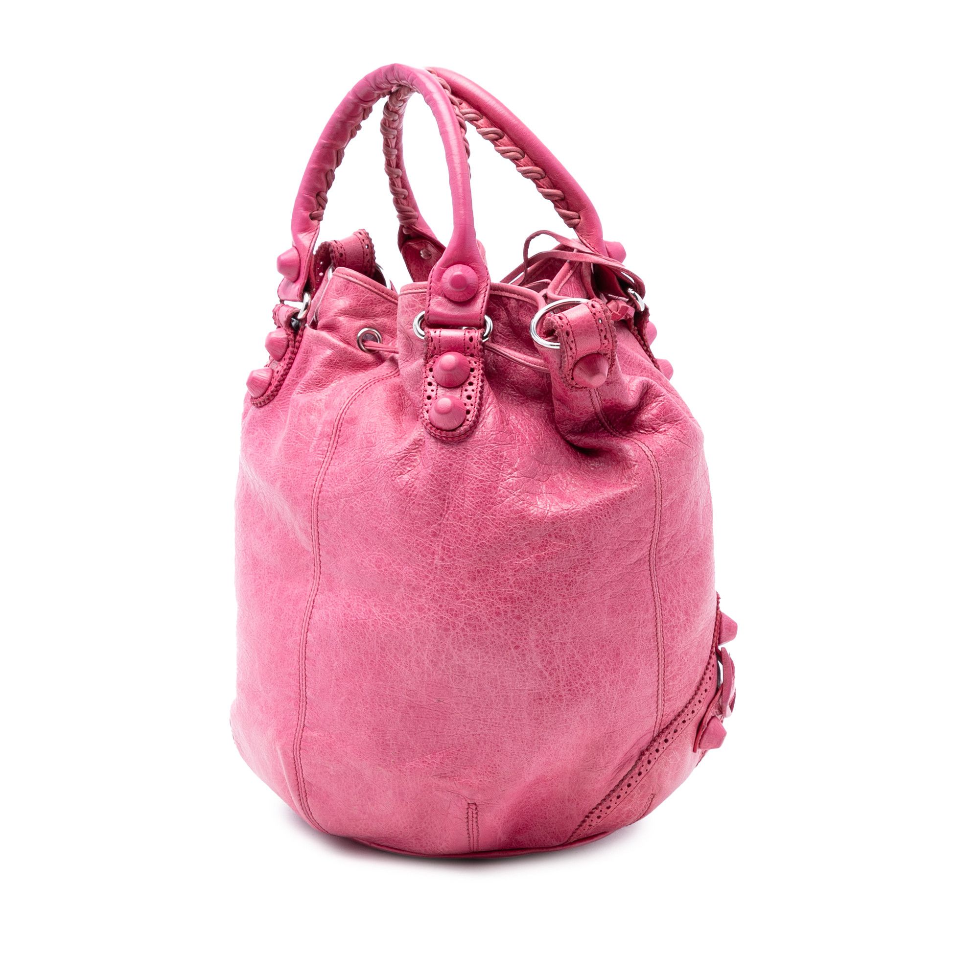 Balenciaga Balenciaga Lambskin Motocross Giant Brogues Pompon Bucket Bag Size ONE SIZE - 2 Thumbnail