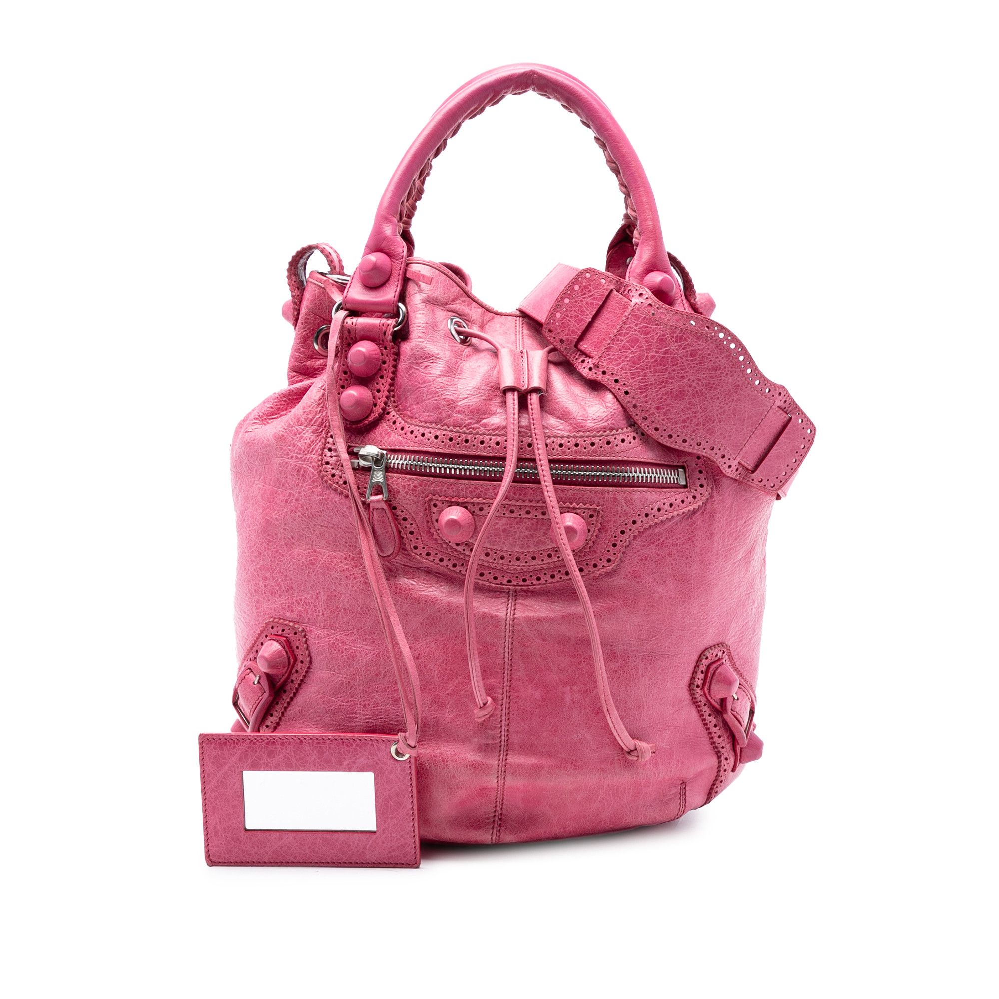 Balenciaga Balenciaga Lambskin Motocross Giant Brogues Pompon Bucket Bag Size ONE SIZE - 8 Thumbnail