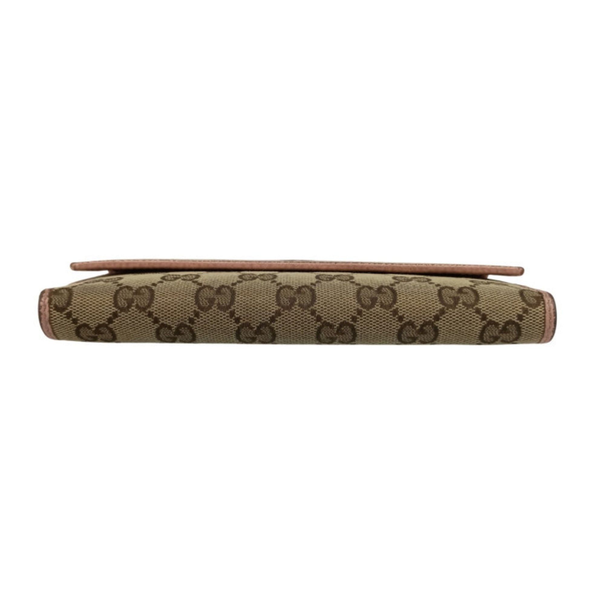 Gucci GUCCI W Bifold Long Wallet 231841 Beige Pink GG Canvas and Leather Women's Size ONE SIZE - 4 Thumbnail