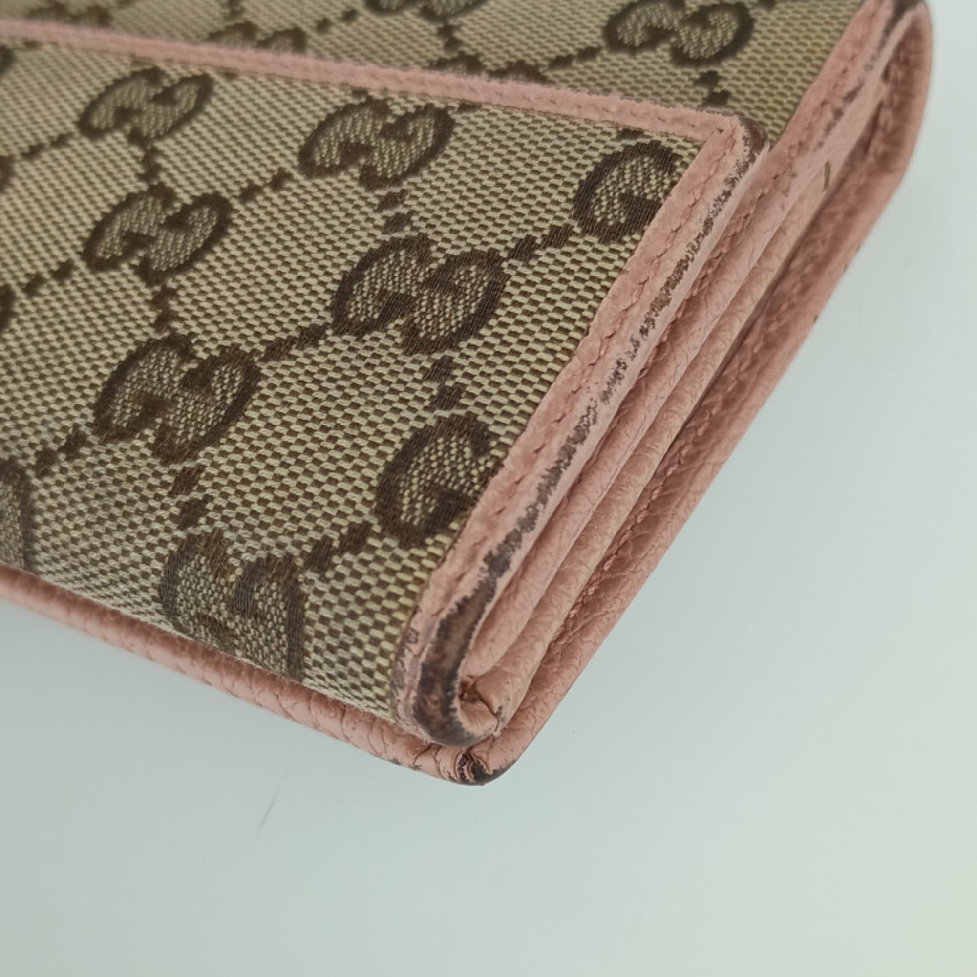 Gucci GUCCI W Bifold Long Wallet 231841 Beige Pink GG Canvas and Leather Women's Size ONE SIZE - 5 Thumbnail