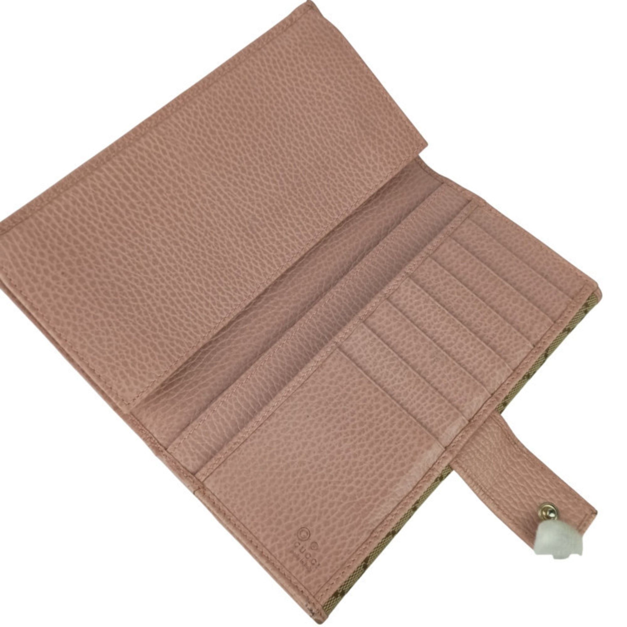 Gucci GUCCI W Bifold Long Wallet 231841 Beige Pink GG Canvas and Leather Women's Size ONE SIZE - 7 Thumbnail