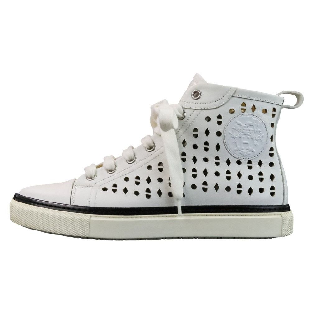 Hermes Hermes Hermes Jimmy Cutwork Leather High Top Sneakers 36 Leather Shoes DUTY FREE for USA Size ONE SIZE - 2 Thumbnail