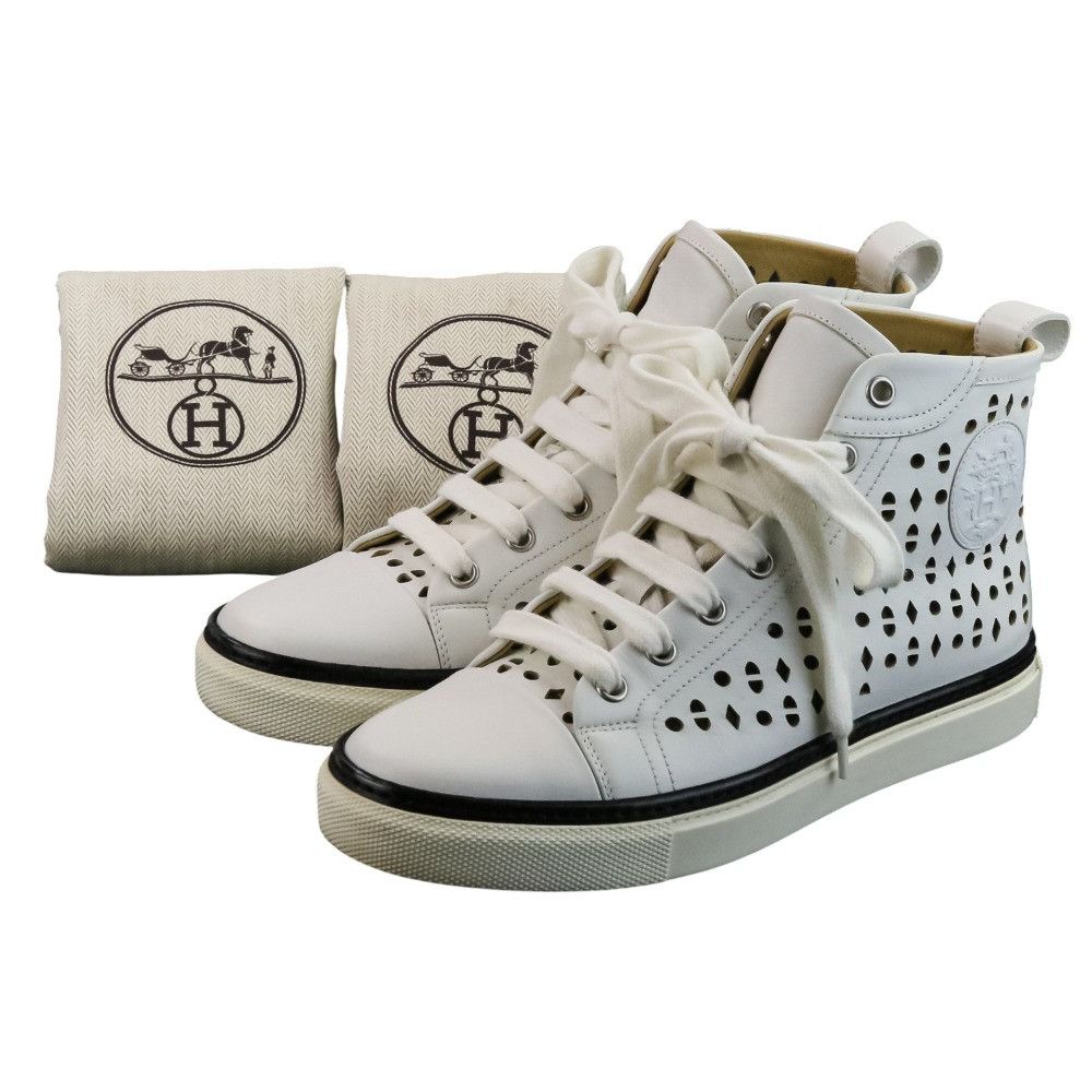 Hermes Hermes Hermes Jimmy Cutwork Leather High Top Sneakers 36 Leather Shoes DUTY FREE for USA Size ONE SIZE - 10 Thumbnail