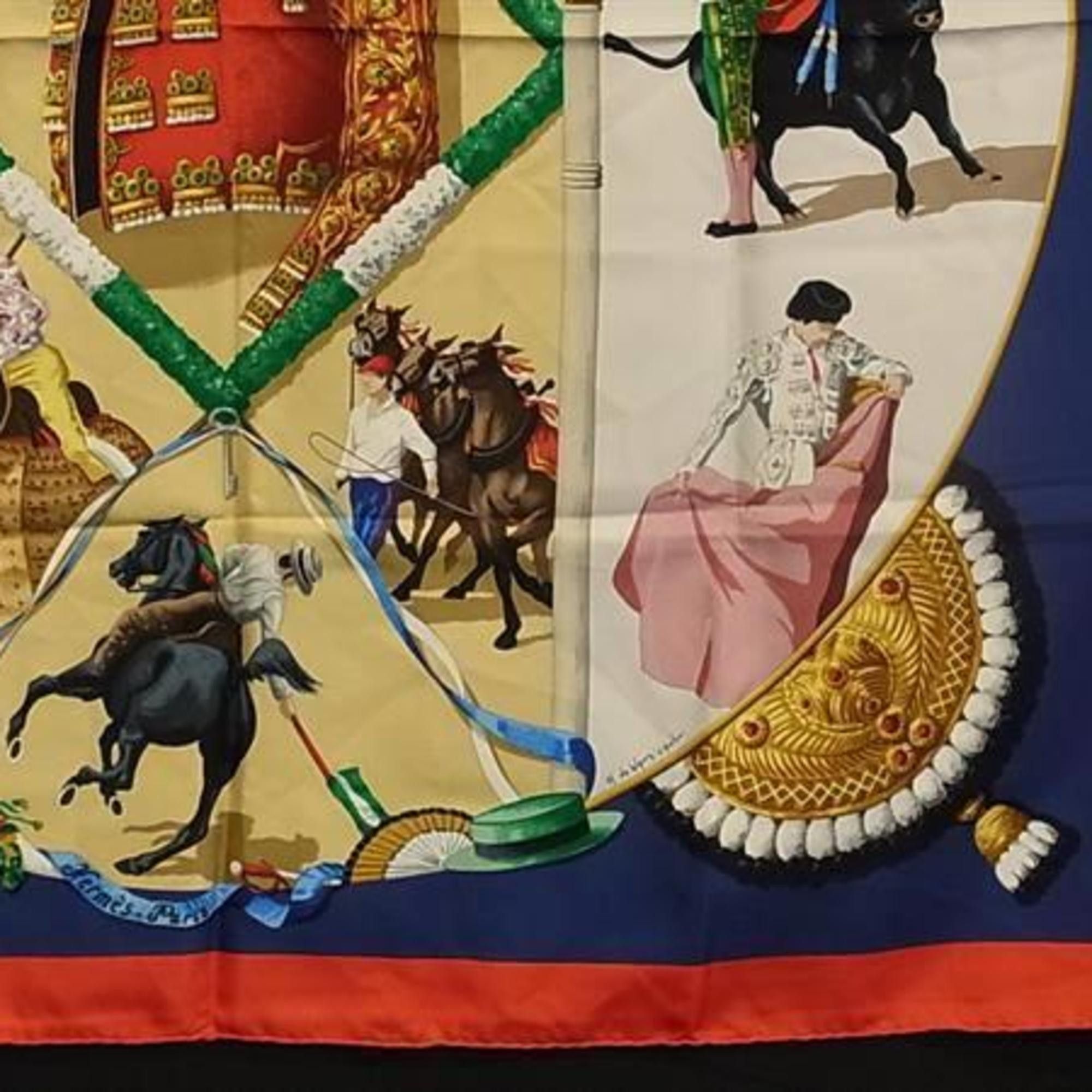 Hermes HERMES Carré 90 Scarf, Multicolor Silk, Women's, Plaza de Toros Bullring Size ONE SIZE - 4 Thumbnail