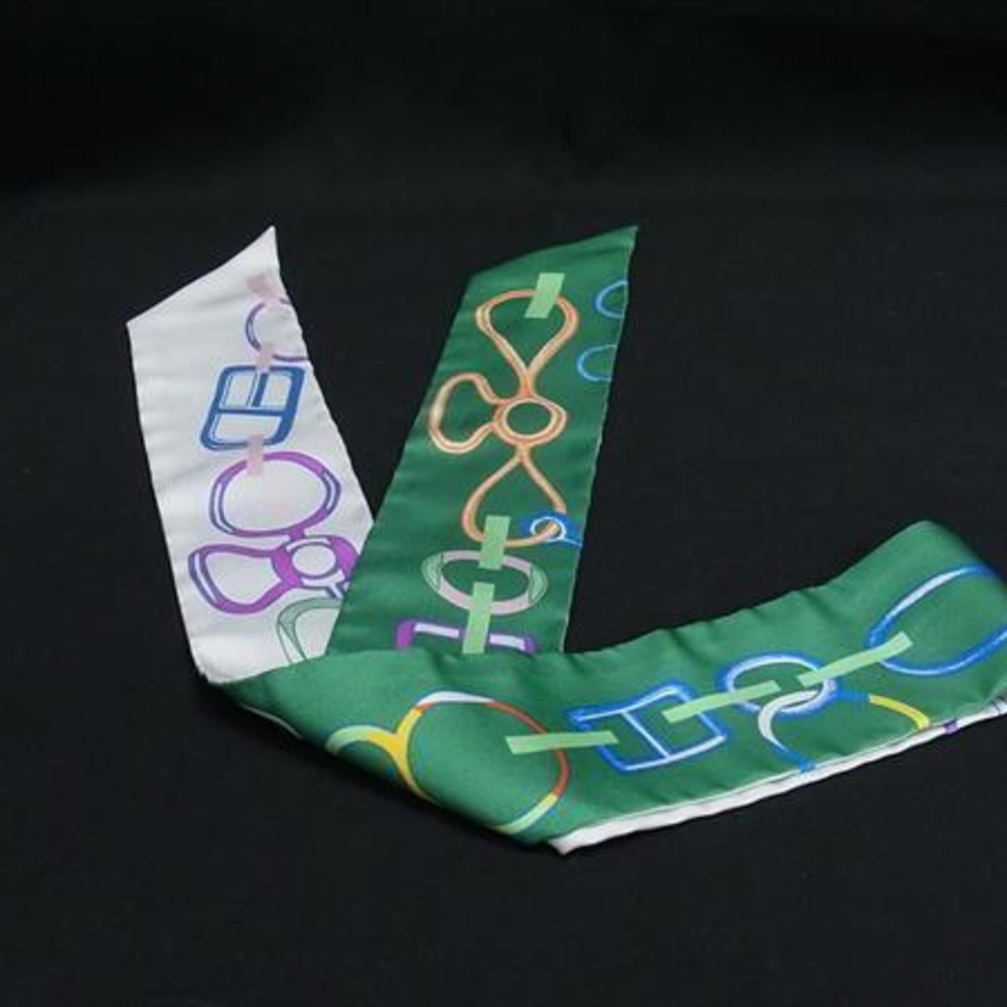 Hermes HERMES Ribbon Scarf, Twilly, Multicolor, Silk, Women's, DO RE BOUCLES Size ONE SIZE - 3 Thumbnail
