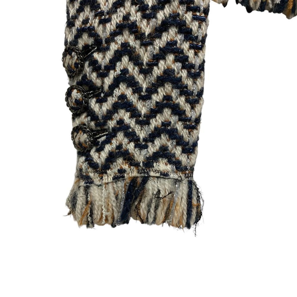 Chanel Chanel Chanel Chevron Fringe Tweed Cropped Jacket Textile Outerwear P62391 DUTY FREE for USA Size ONE SIZE - 3 Thumbnail