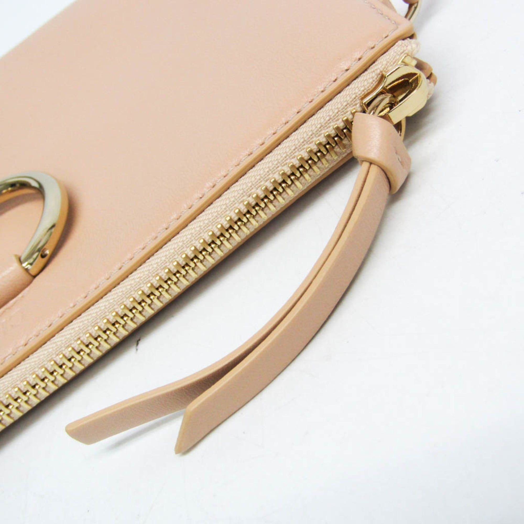 Chloe Chloé FAYE Small Zipped CHC21AS414F17284 Women's Leather Shoulder Bag Pale Orange Size ONE SIZE - 10 Thumbnail