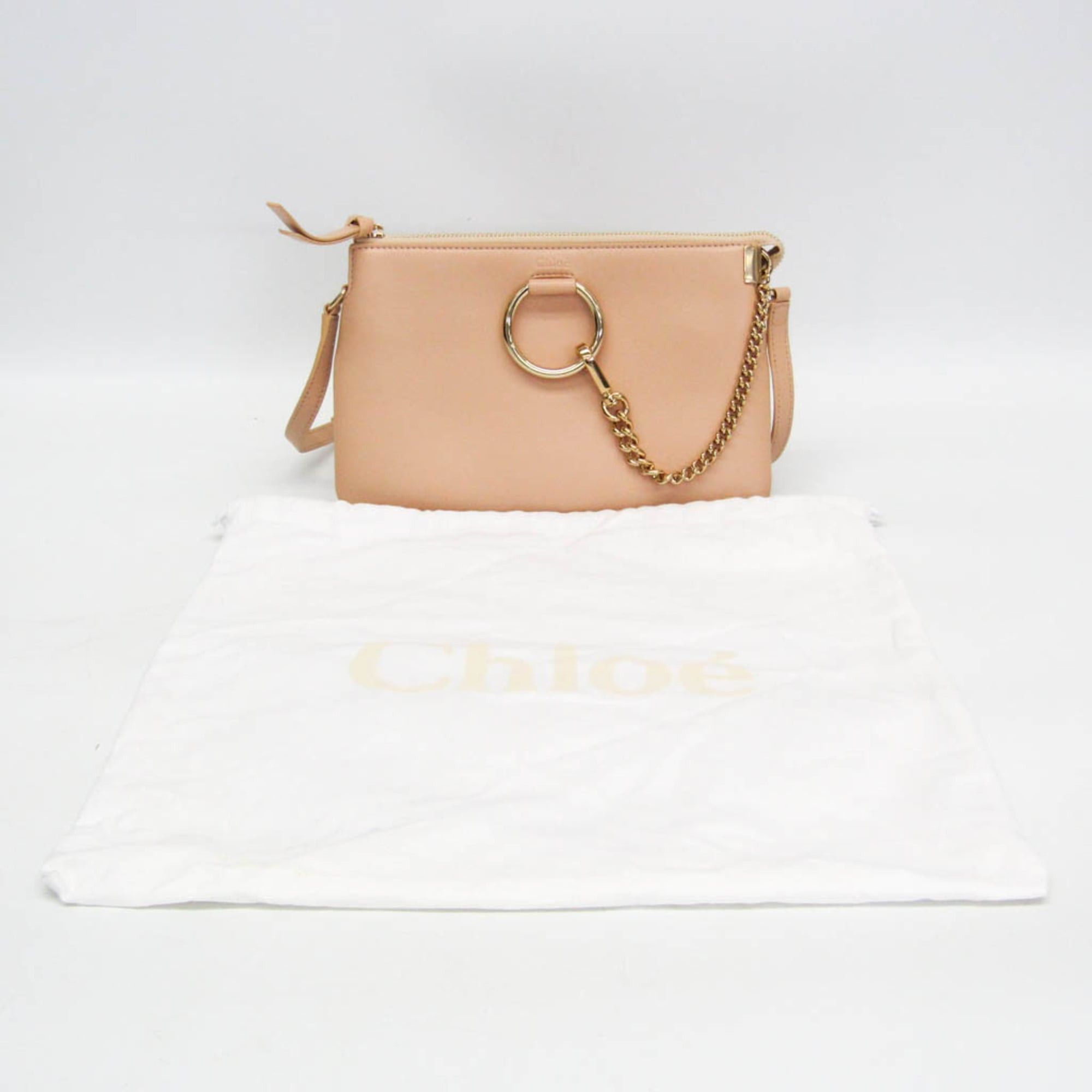 Chloe Chloé FAYE Small Zipped CHC21AS414F17284 Women's Leather Shoulder Bag Pale Orange Size ONE SIZE - 2 Thumbnail