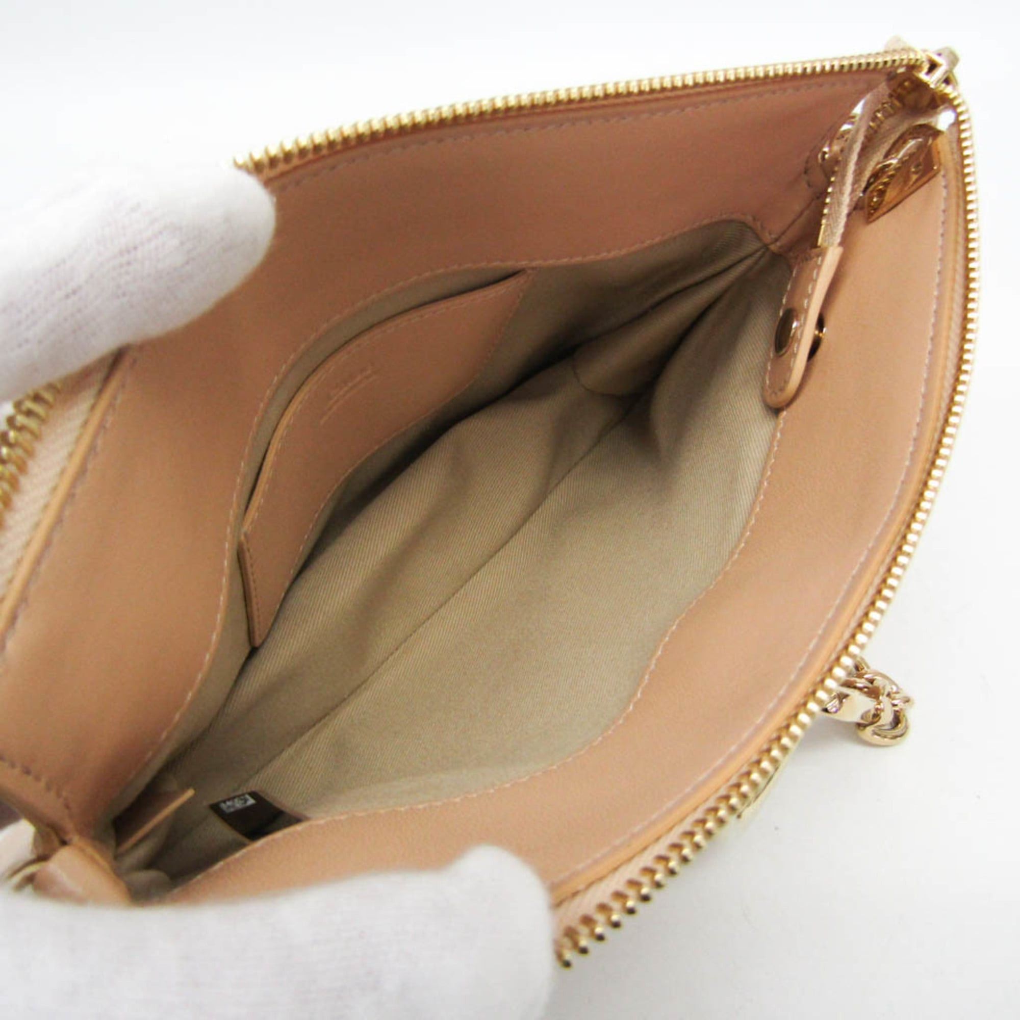 Chloe Chloé FAYE Small Zipped CHC21AS414F17284 Women's Leather Shoulder Bag Pale Orange Size ONE SIZE - 4 Thumbnail