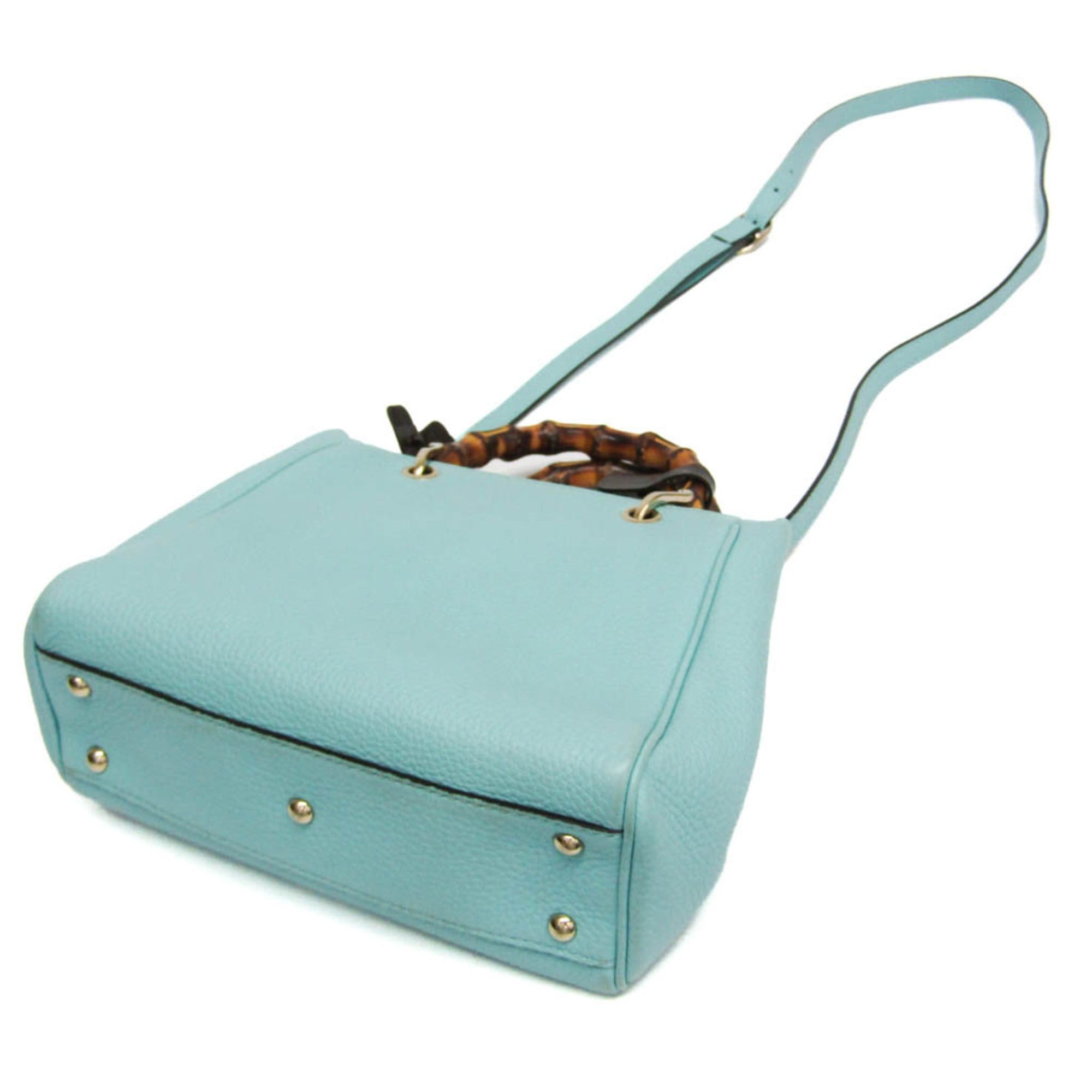 Gucci Gucci Bamboo Mini Shopper 368823 Women's Leather,Bamboo Handbag,Shoulder Bag Light Blue Size ONE SIZE - 3 Thumbnail