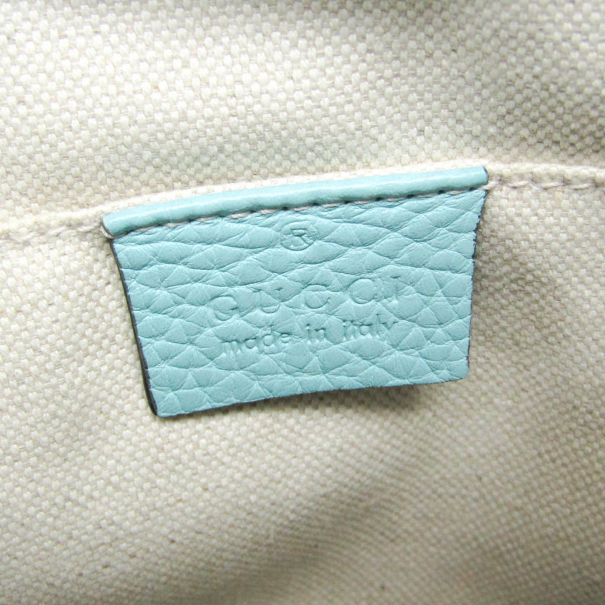 Gucci Gucci Bamboo Mini Shopper 368823 Women's Leather,Bamboo Handbag,Shoulder Bag Light Blue Size ONE SIZE - 16 Thumbnail