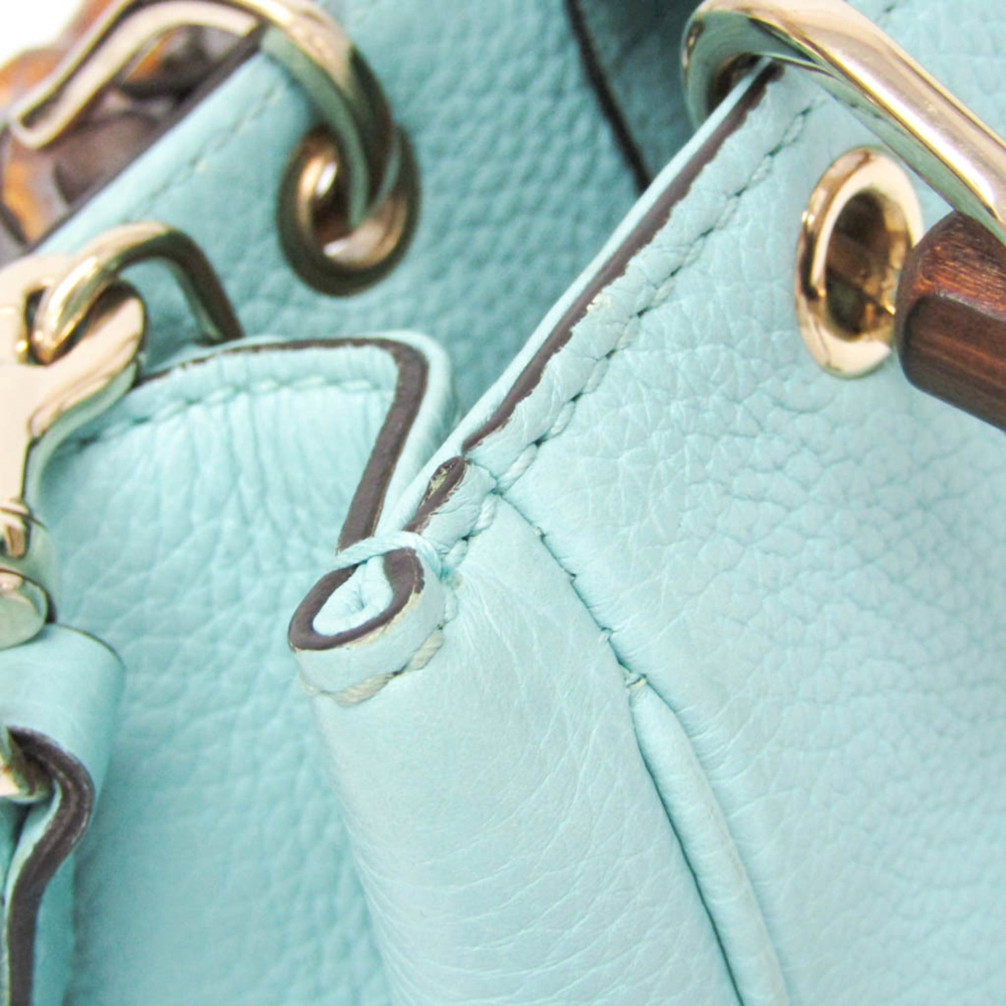 Gucci Gucci Bamboo Mini Shopper 368823 Women's Leather,Bamboo Handbag,Shoulder Bag Light Blue Size ONE SIZE - 15 Thumbnail