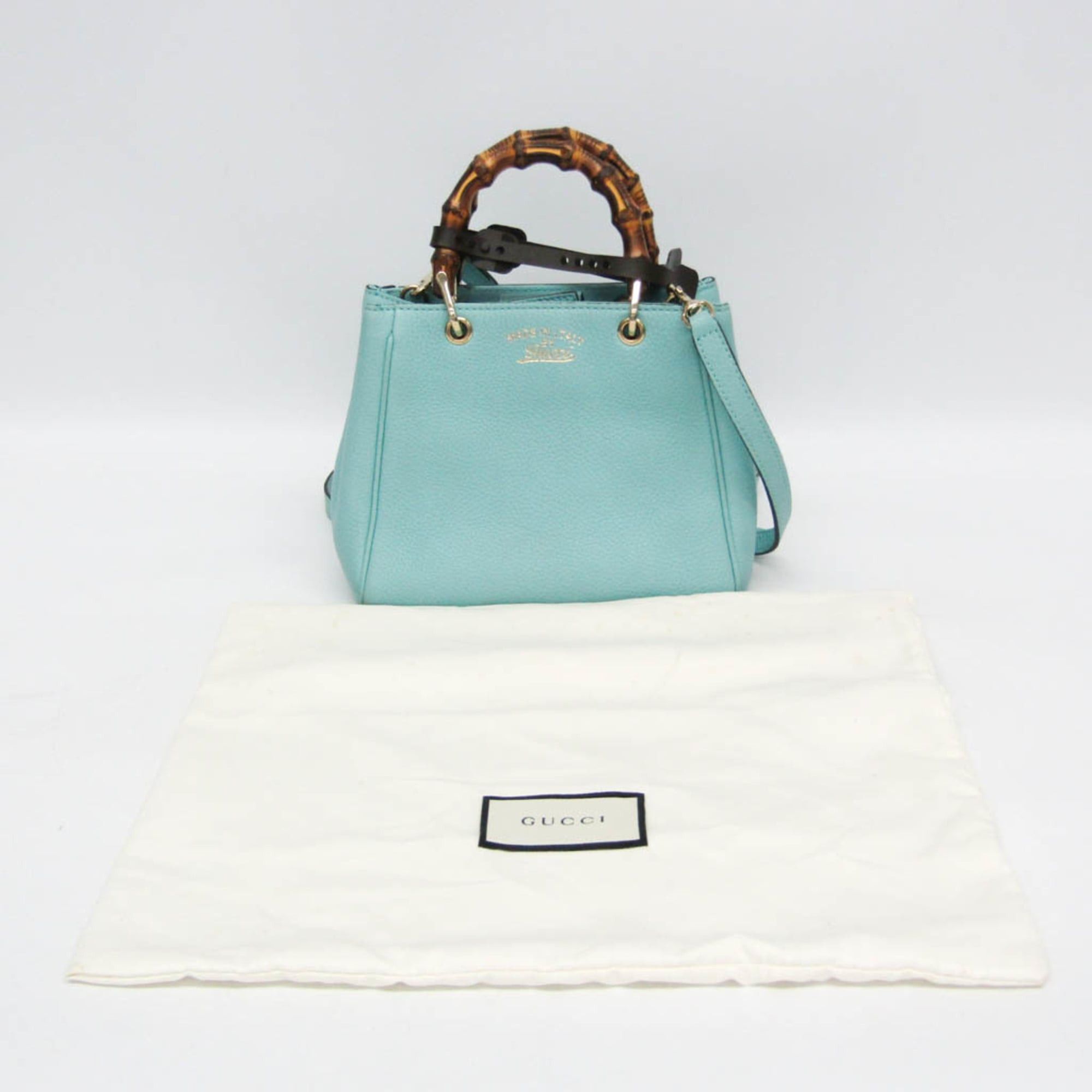 Gucci Gucci Bamboo Mini Shopper 368823 Women's Leather,Bamboo Handbag,Shoulder Bag Light Blue Size ONE SIZE - 2 Thumbnail