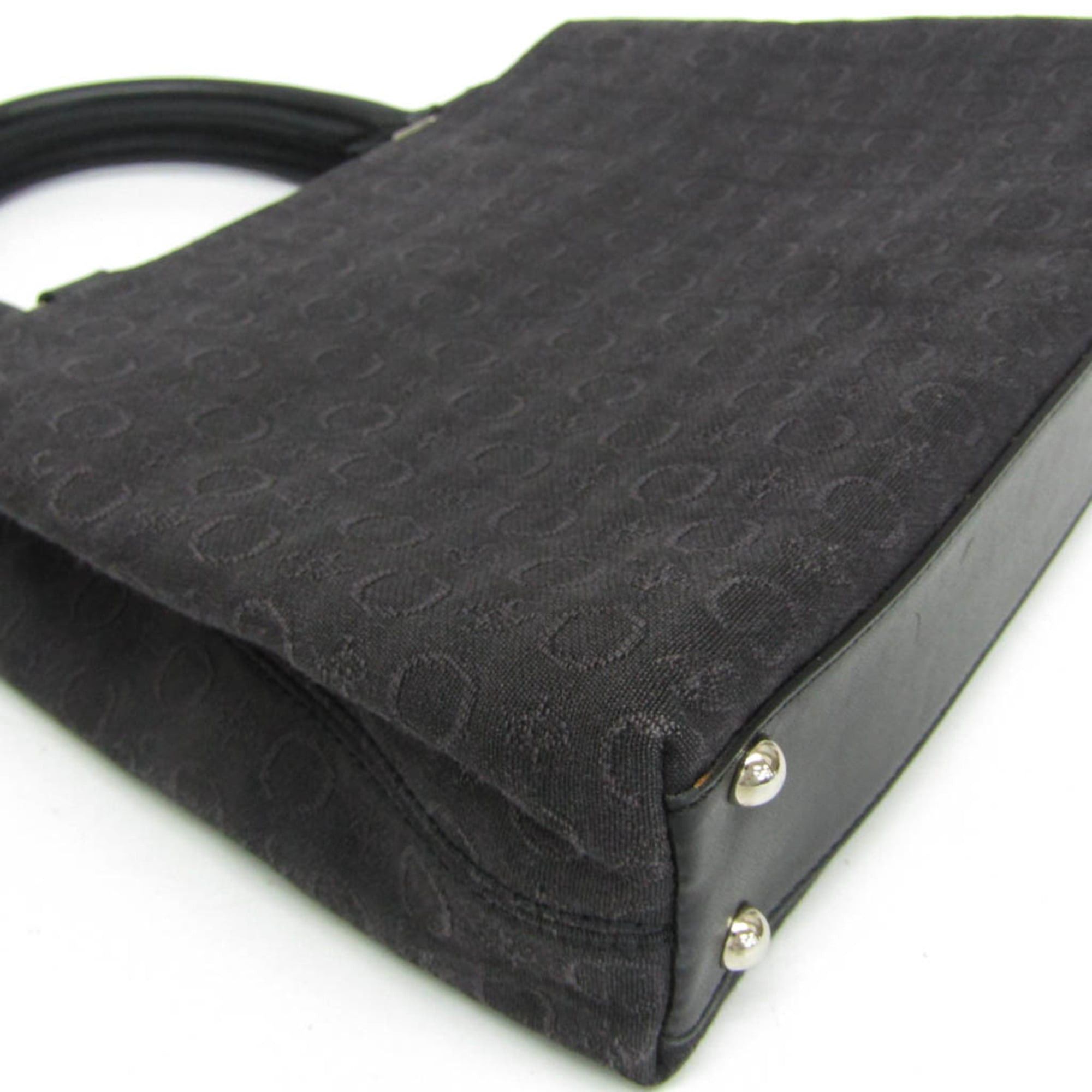 Celine Celine C Macadam Carriage Pattern Women's Canvas,Leather Handbag Black,Dark Brown Size ONE SIZE - 5 Thumbnail