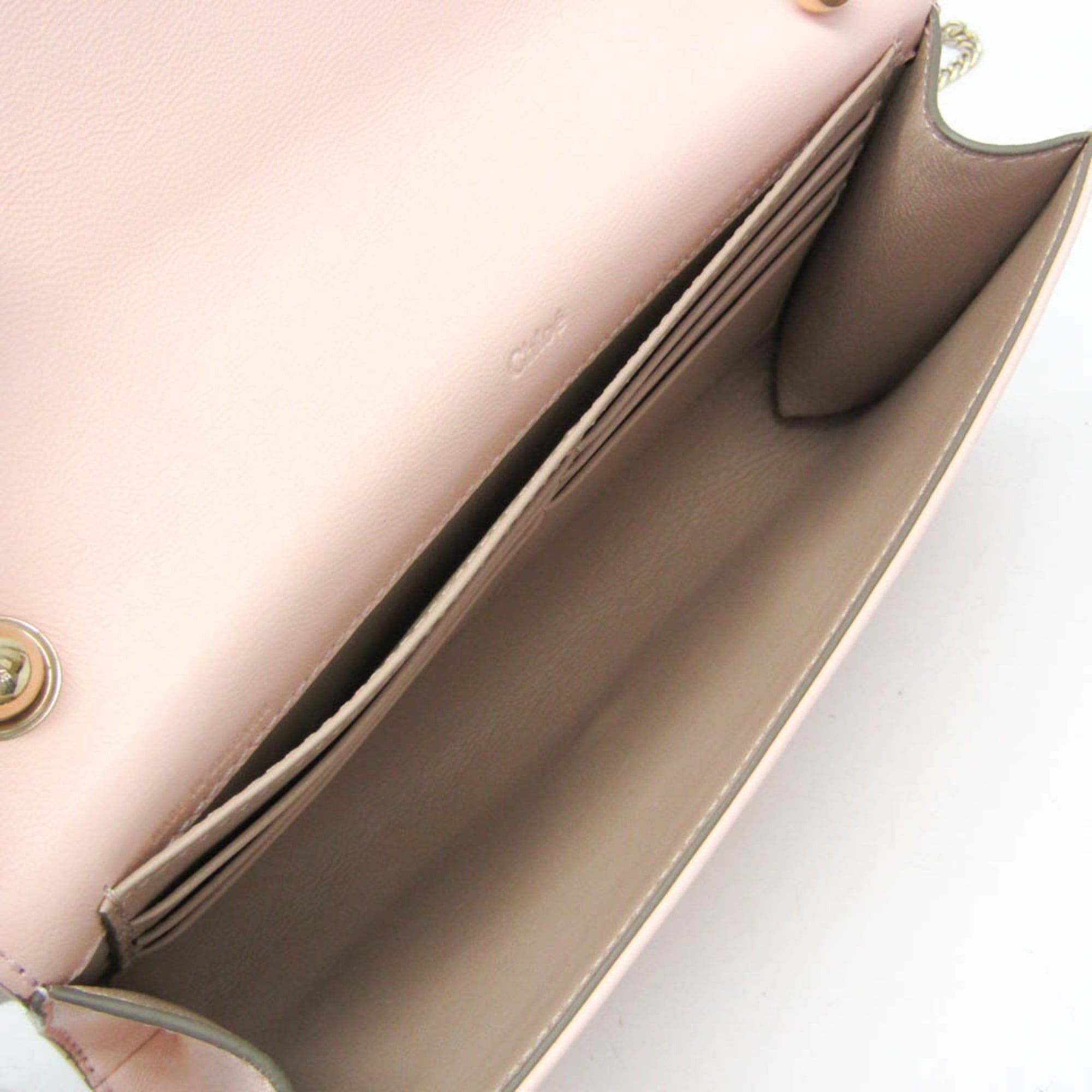 Chloe Chloé Ribbon Chain Shoulder Bag Women's Leather Shoulder Bag Light Beige,Light Pink Size ONE SIZE - 4 Thumbnail