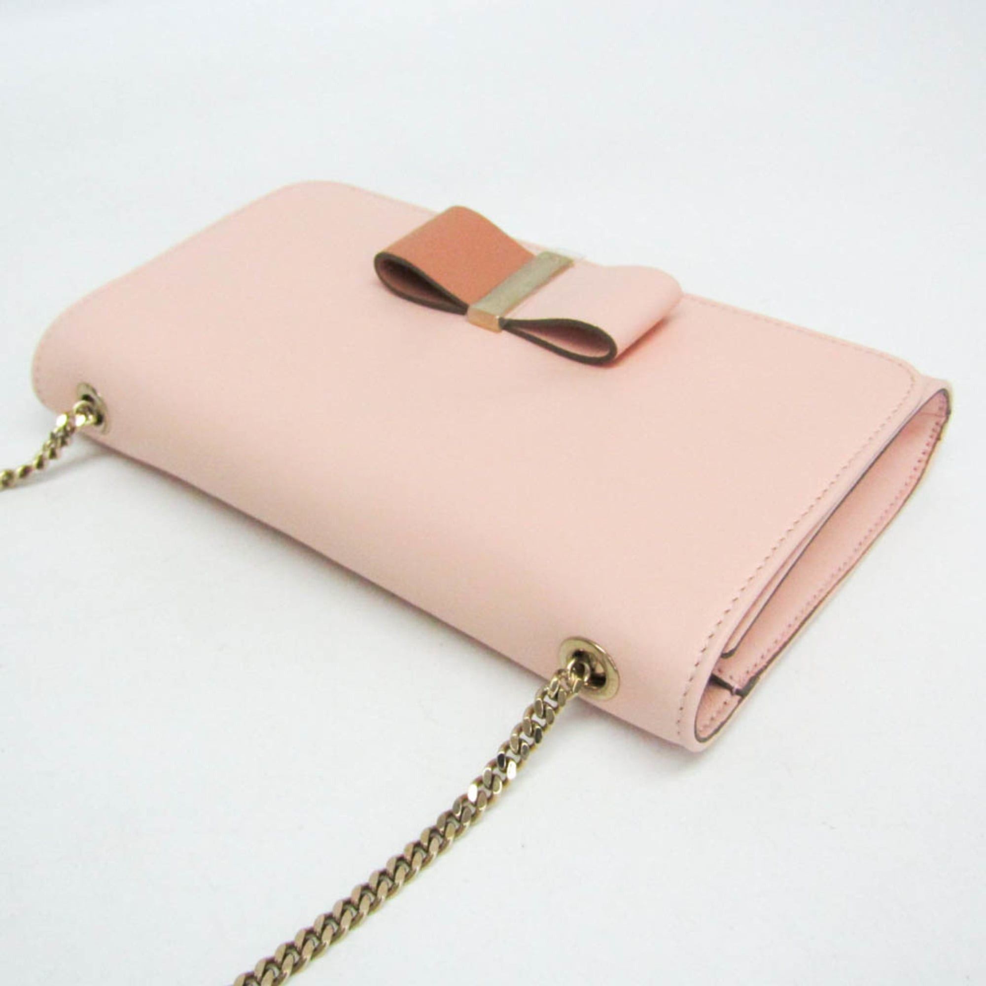 Chloe Chloé Ribbon Chain Shoulder Bag Women's Leather Shoulder Bag Light Beige,Light Pink Size ONE SIZE - 6 Thumbnail