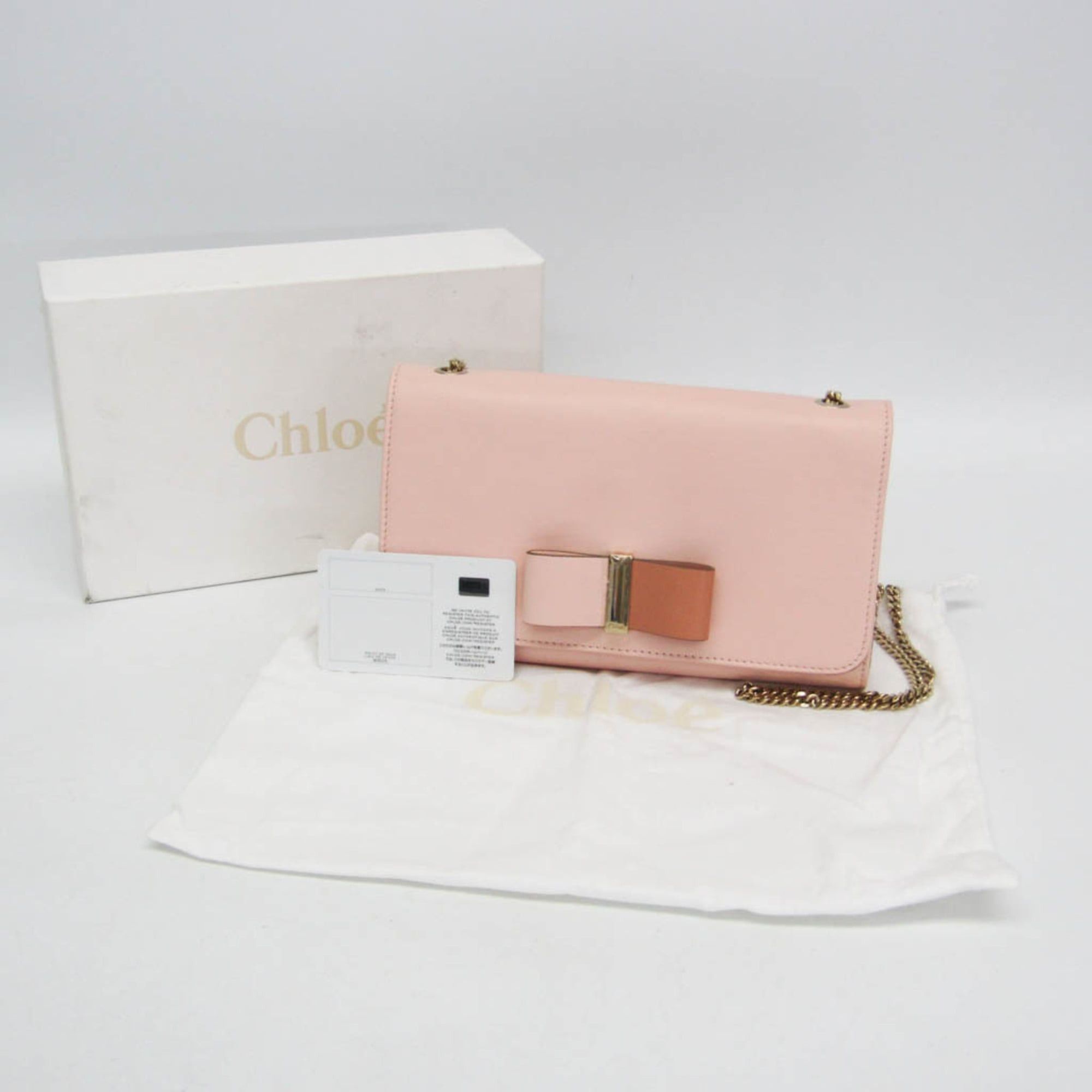 Chloe Chloé Ribbon Chain Shoulder Bag Women's Leather Shoulder Bag Light Beige,Light Pink Size ONE SIZE - 2 Thumbnail