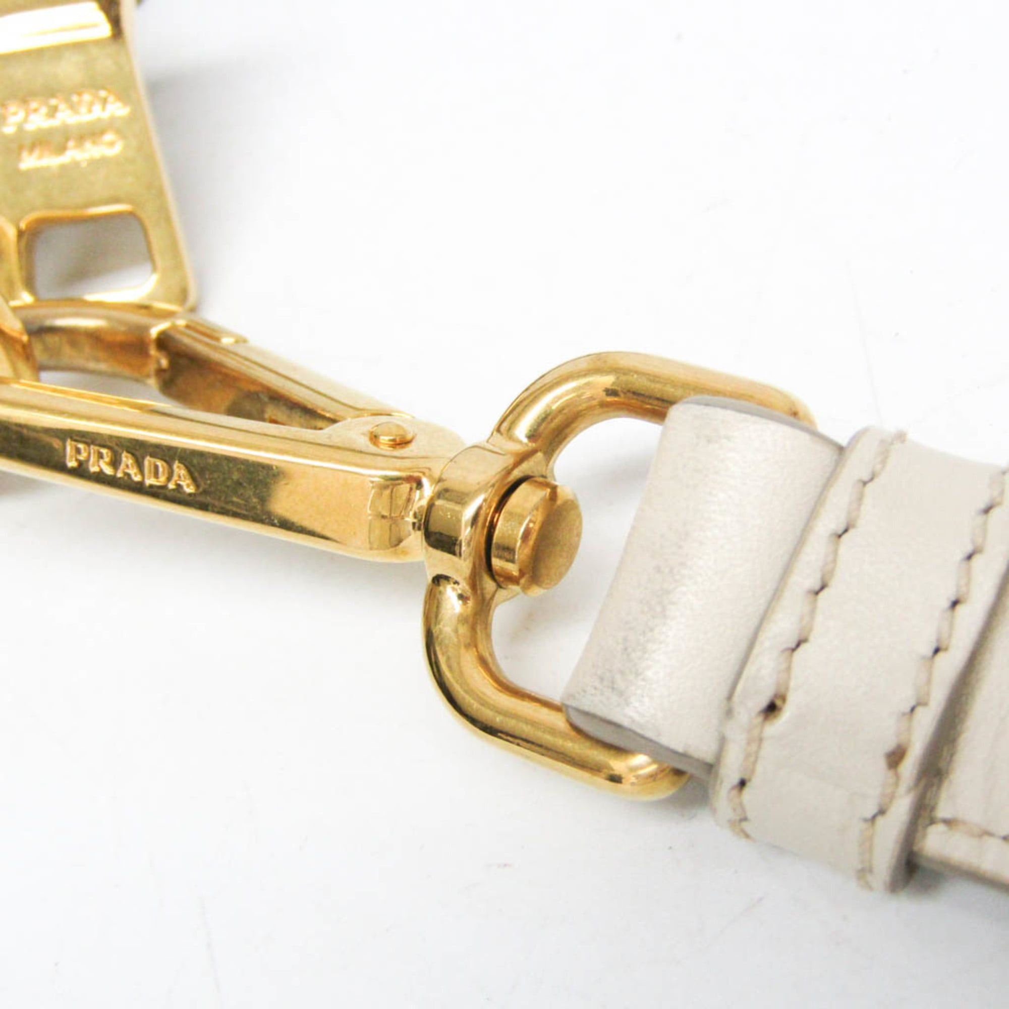 Prada Prada LOGO JACQUARD BT867A Women's Canvas,Leather Shoulder Bag Beige,Off-white Size ONE SIZE - 8 Thumbnail