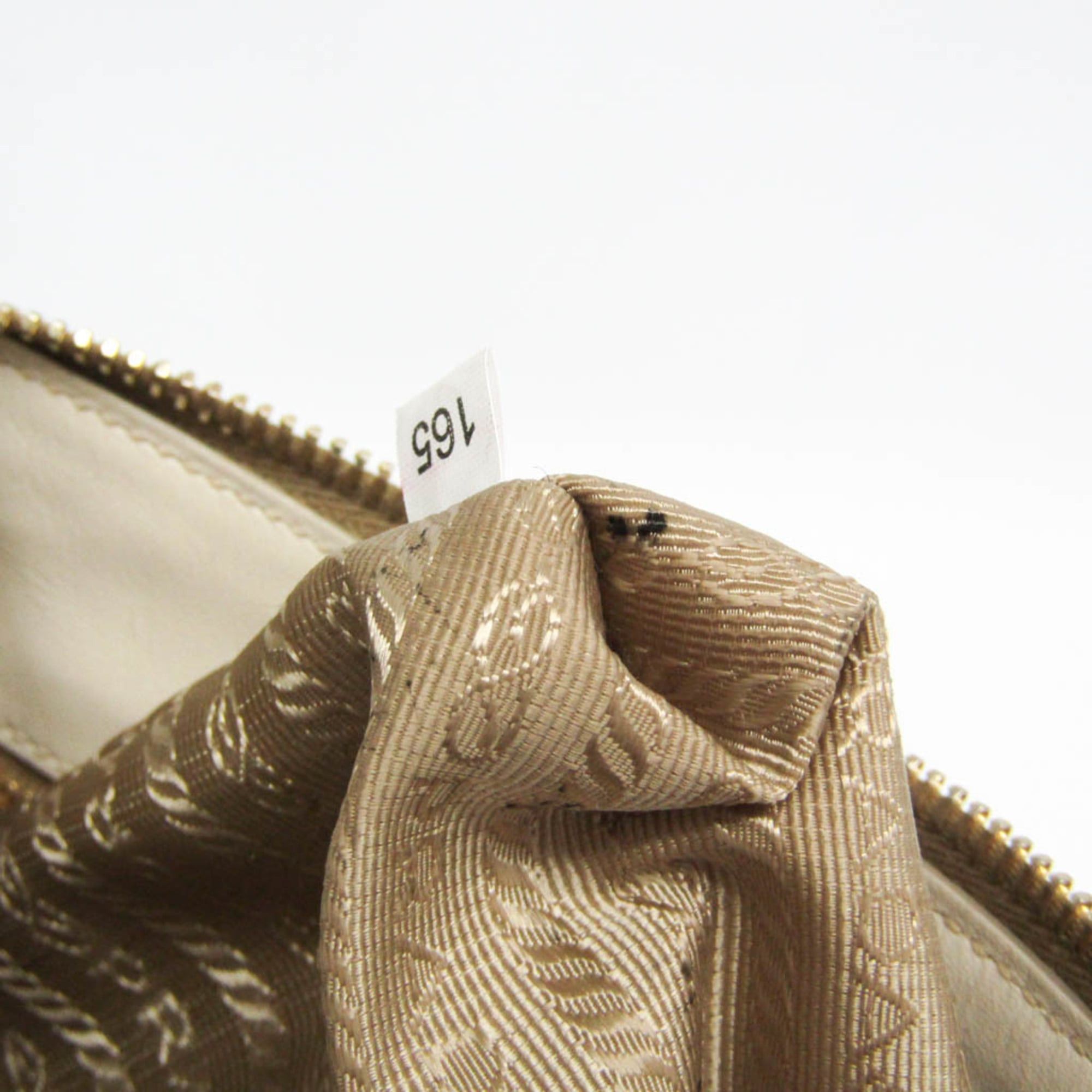 Prada Prada LOGO JACQUARD BT867A Women's Canvas,Leather Shoulder Bag Beige,Off-white Size ONE SIZE - 14 Thumbnail