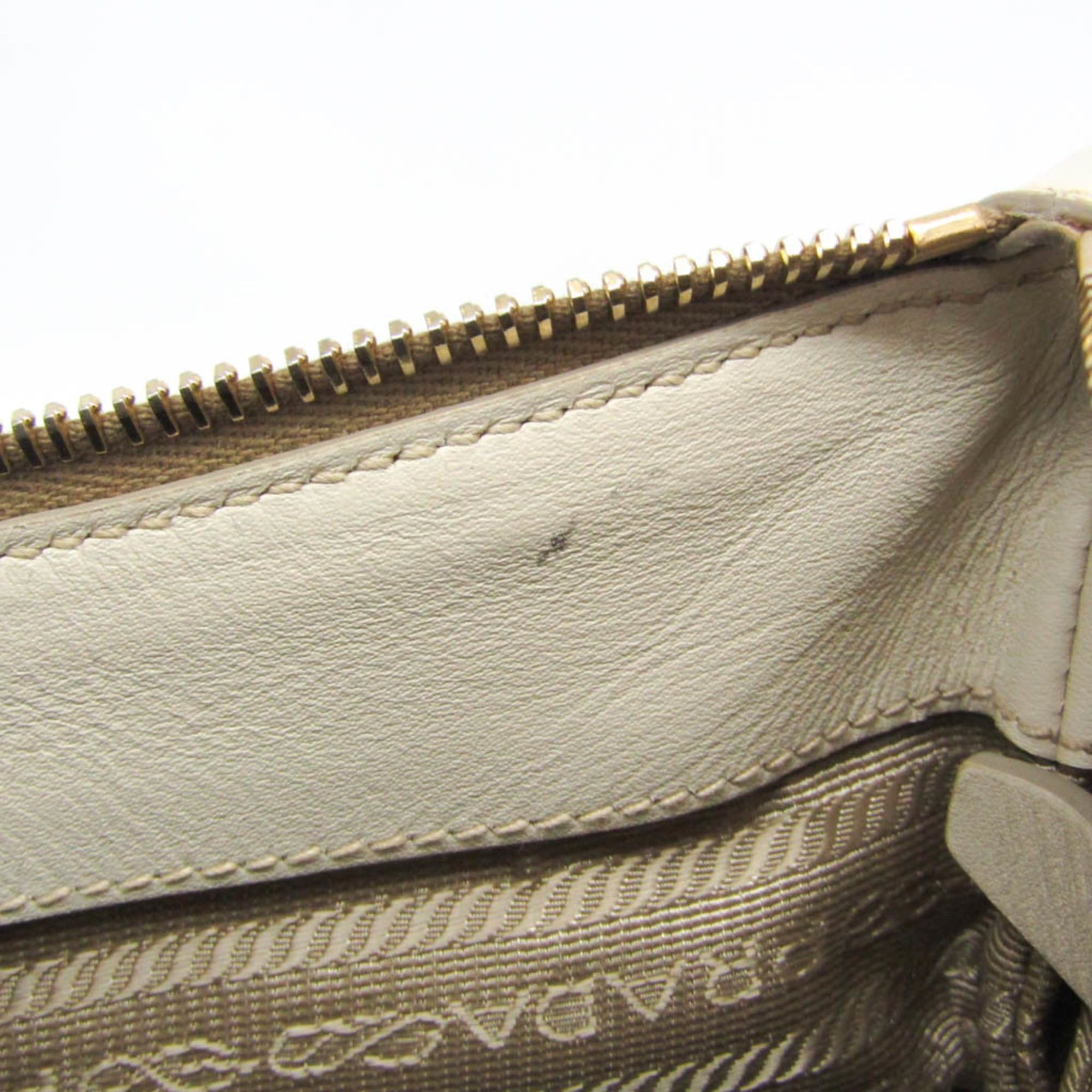 Prada Prada LOGO JACQUARD BT867A Women's Canvas,Leather Shoulder Bag Beige,Off-white Size ONE SIZE - 12 Thumbnail