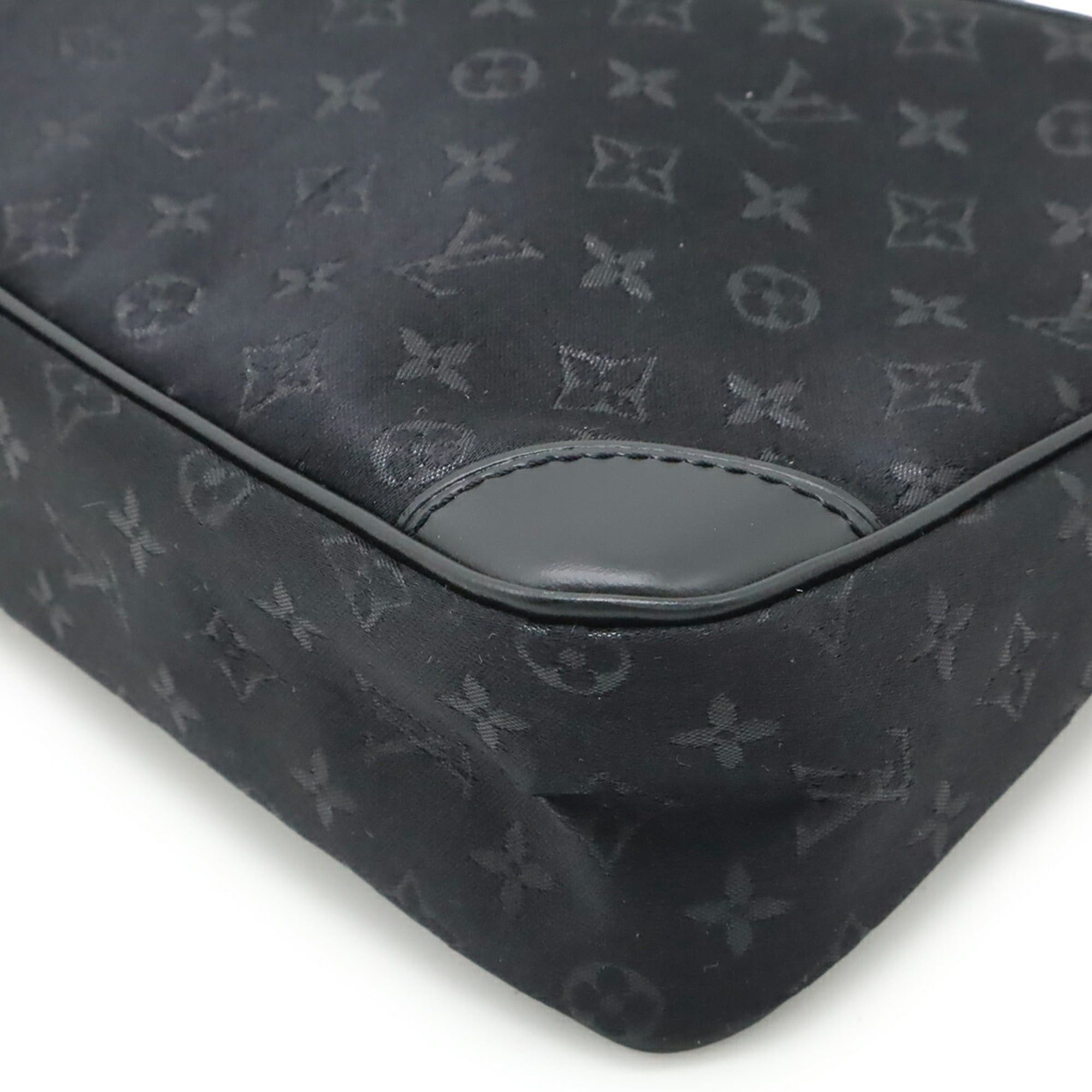 Louis Vuitton LOUIS VUITTON Monogram Satin Little Boulogne Pouch Bag in Leather, Noir and Black, M92142 Size ONE SIZE - 4 Thumbnail
