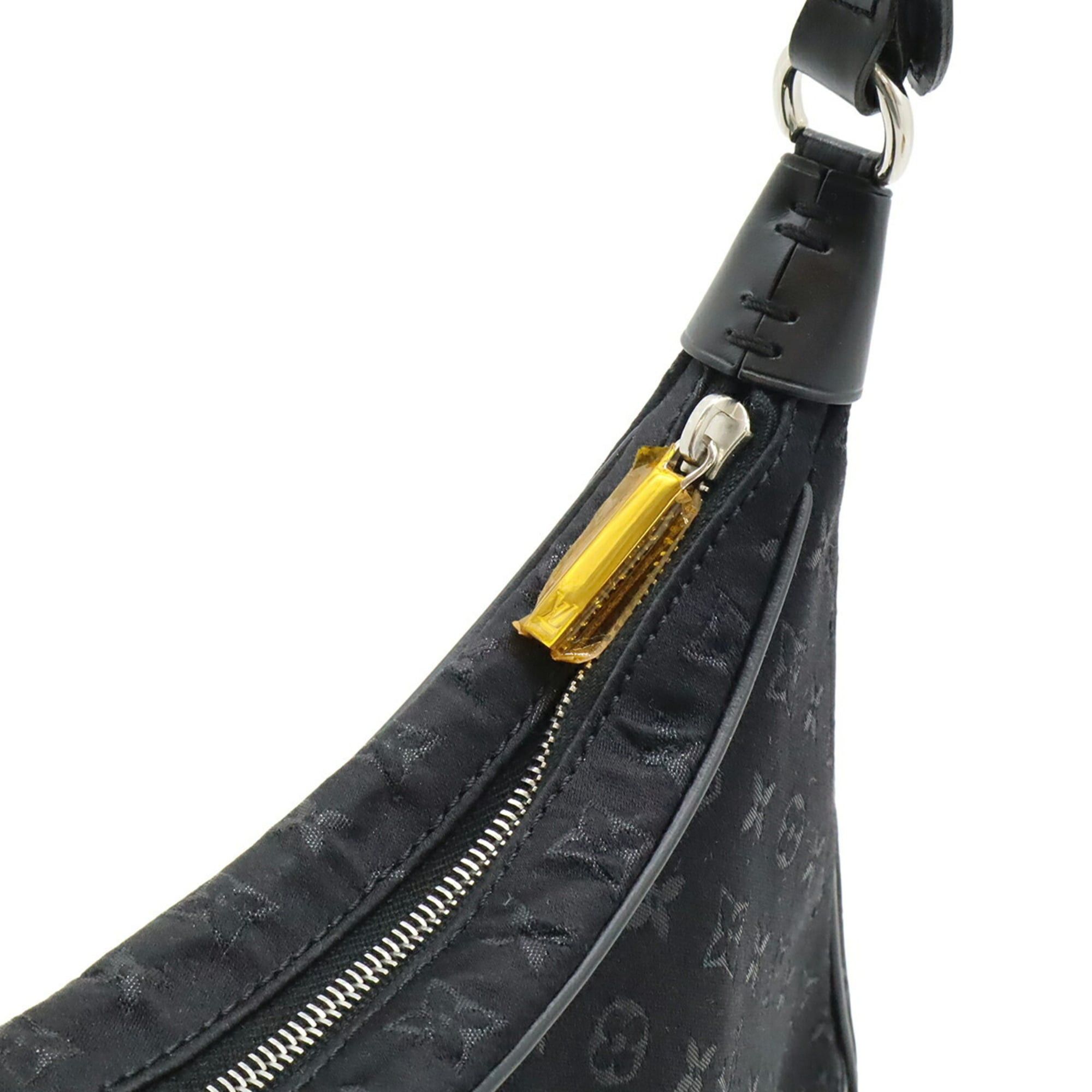 Louis Vuitton LOUIS VUITTON Monogram Satin Little Boulogne Pouch Bag in Leather, Noir and Black, M92142 Size ONE SIZE - 6 Thumbnail