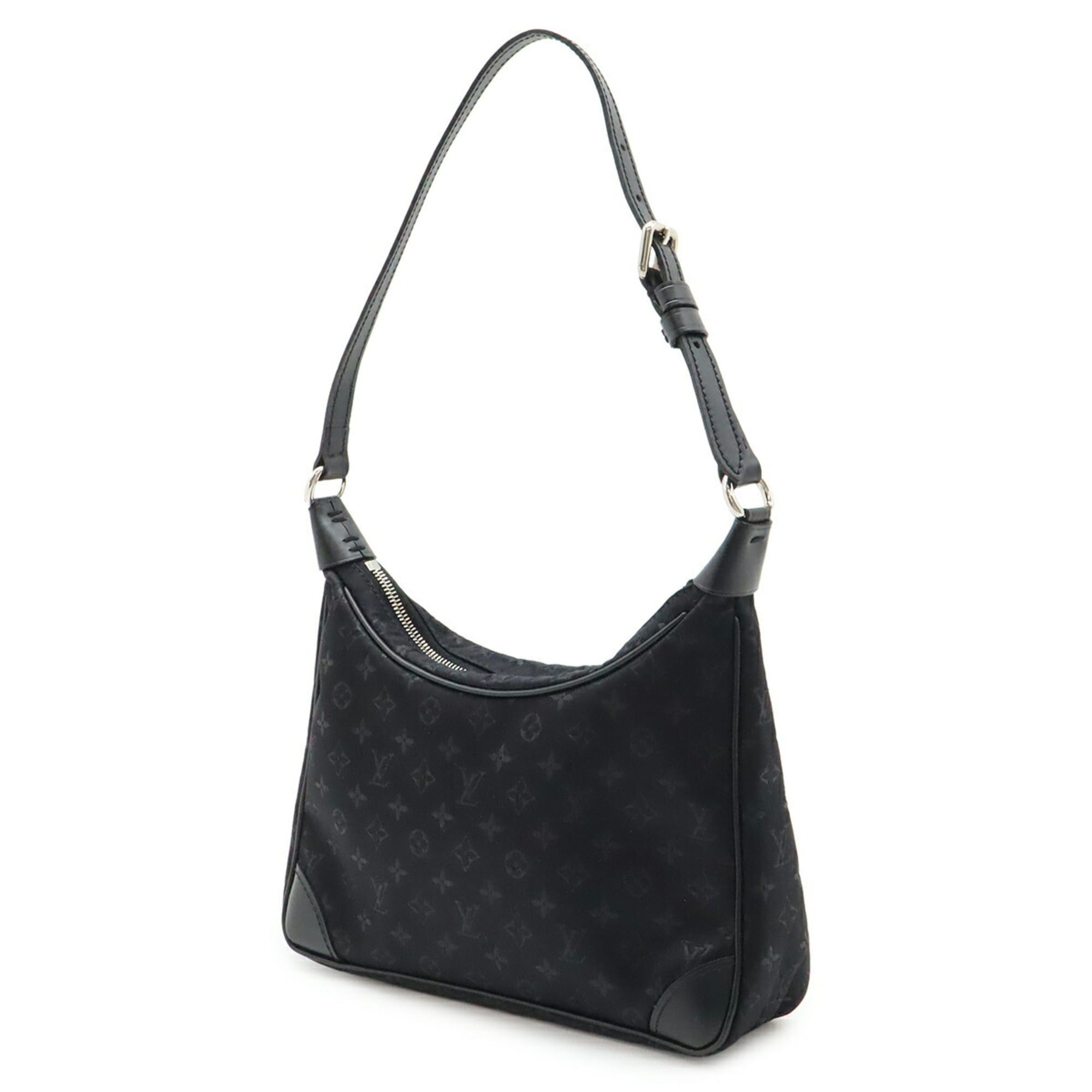 Louis Vuitton LOUIS VUITTON Monogram Satin Little Boulogne Pouch Bag in Leather, Noir and Black, M92142 Size ONE SIZE - 3 Thumbnail