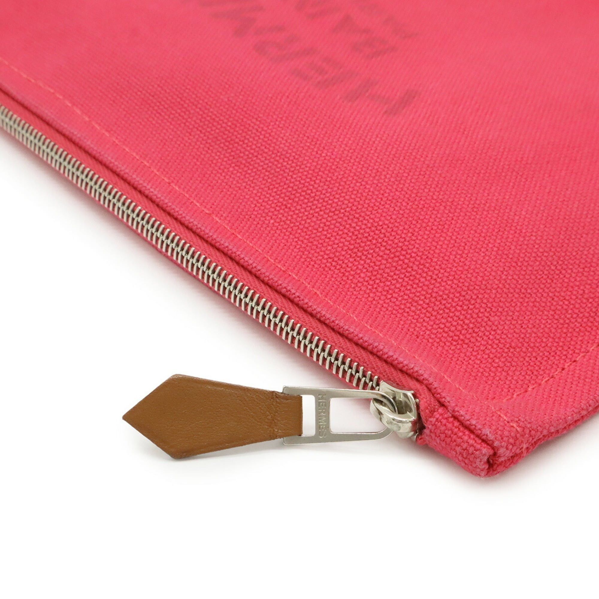 Hermes HERMES Yachting PM Flat Pouch in Canvas and Leather, Pink Size ONE SIZE - 5 Thumbnail