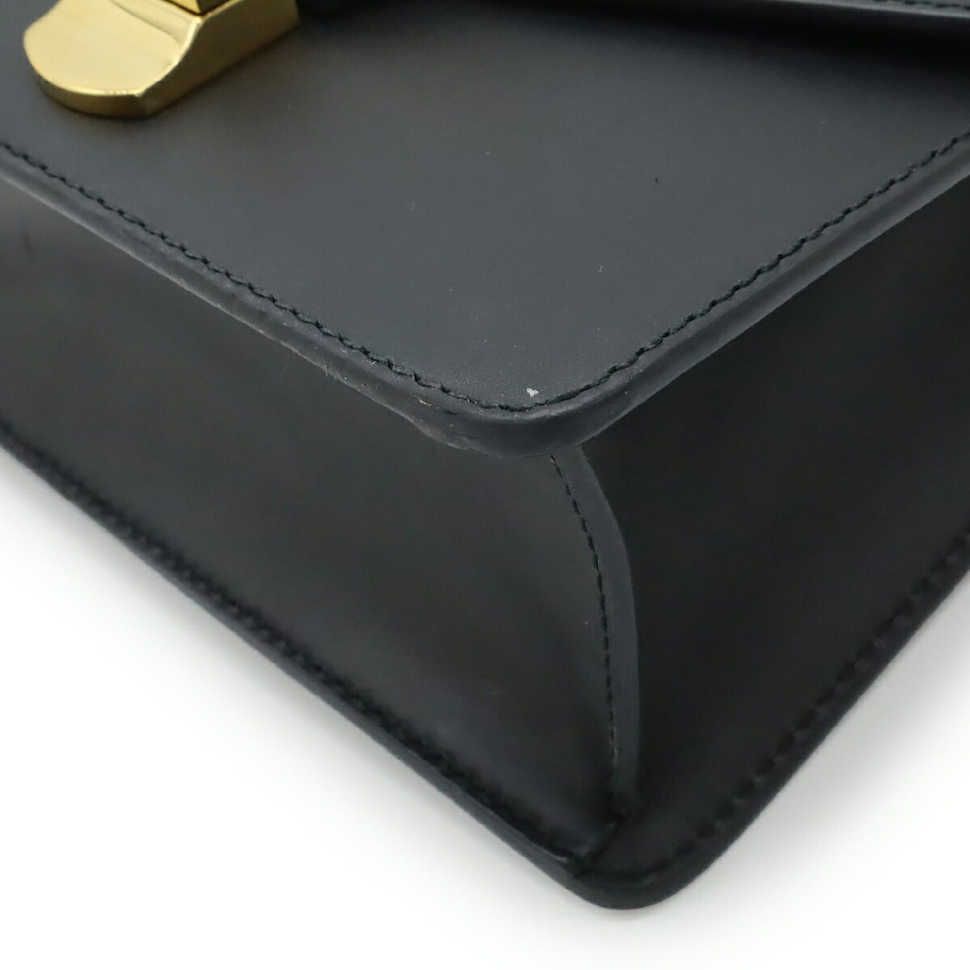 Gucci GUCCI Sylvie Web Line Ribbon Mini Chain Shoulder Bag/Pochette in Black Leather (Product Code: 431666) Size ONE SIZE - 4 Thumbnail