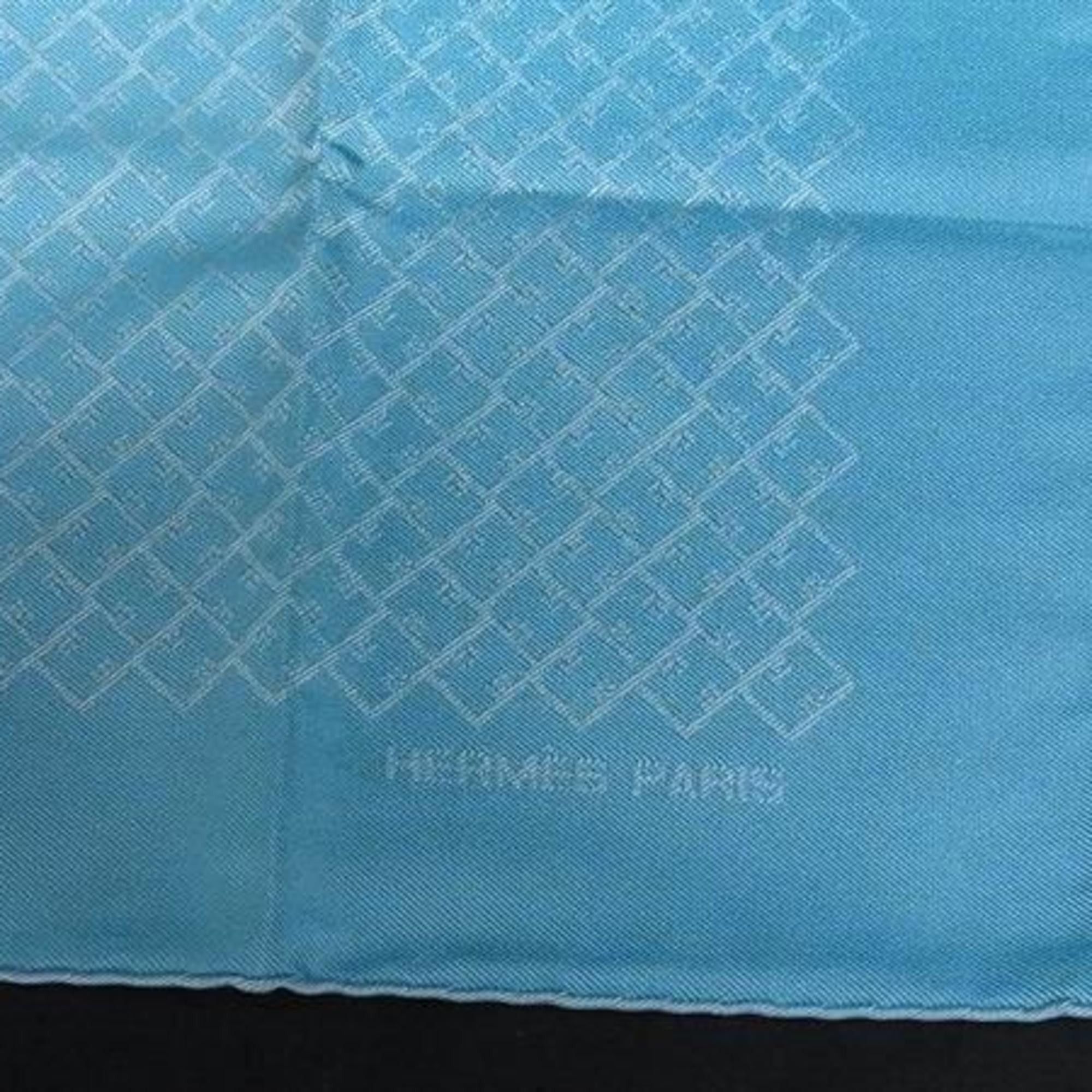 Hermes HERMES Handkerchief/Pocket Square 498993T07 Light Blue Silk Men's/Women's Size ONE SIZE - 4 Thumbnail