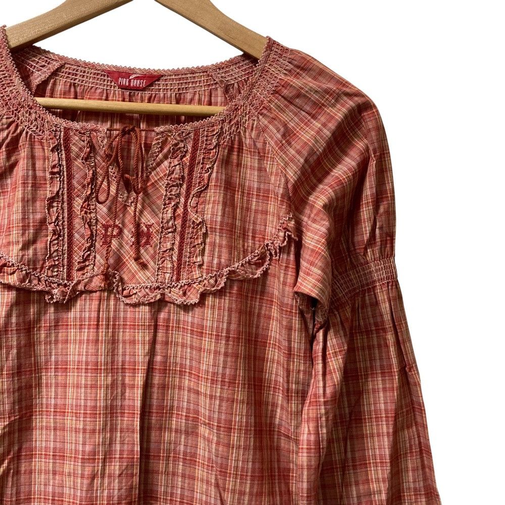 Other Other PINK HOUSE Check Long Sleeve Blouse Textile Tops DUTY FREE for USA Size ONE SIZE - 2 Thumbnail