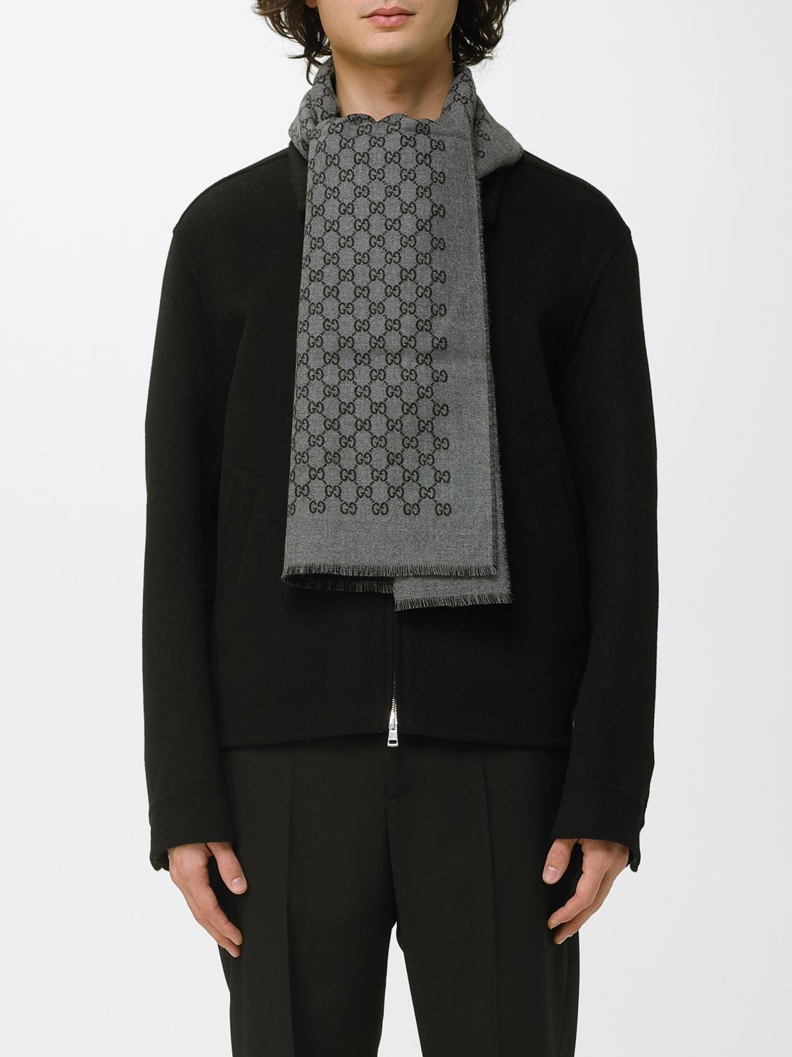 Gucci Gucci Scarf Men Charcoal Size ONE SIZE - 2 Thumbnail