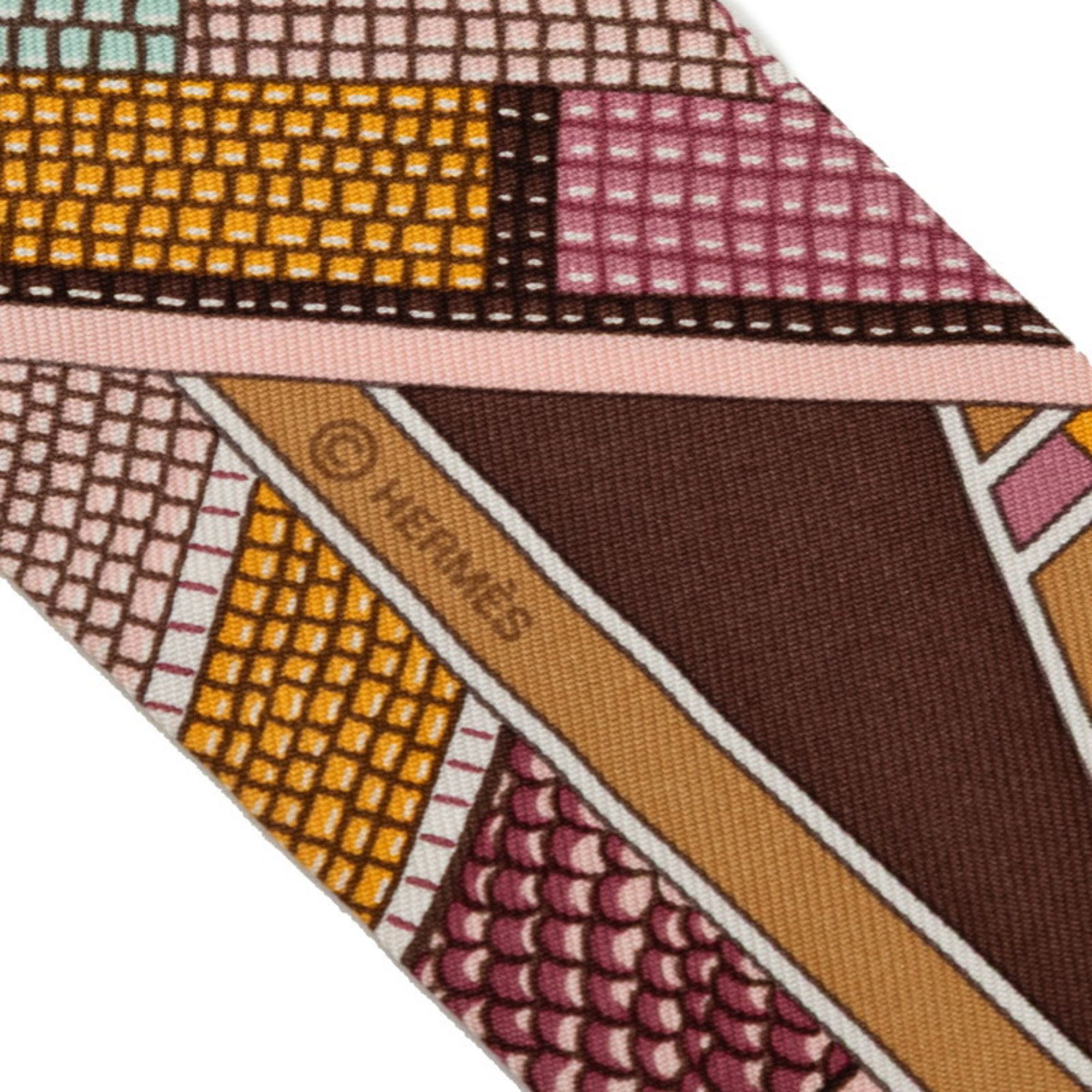 Hermes Hermes Hermès Twilly "L'art indien des plaines" (Prairie Indian Art) Scarf/Muffler in Multicolor Silk for Women Size ONE SIZE - 6 Thumbnail