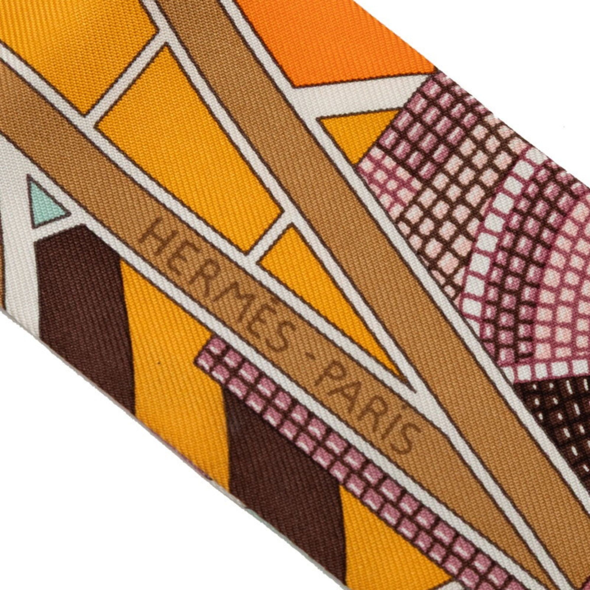 Hermes Hermes Hermès Twilly "L'art indien des plaines" (Prairie Indian Art) Scarf/Muffler in Multicolor Silk for Women Size ONE SIZE - 5 Thumbnail