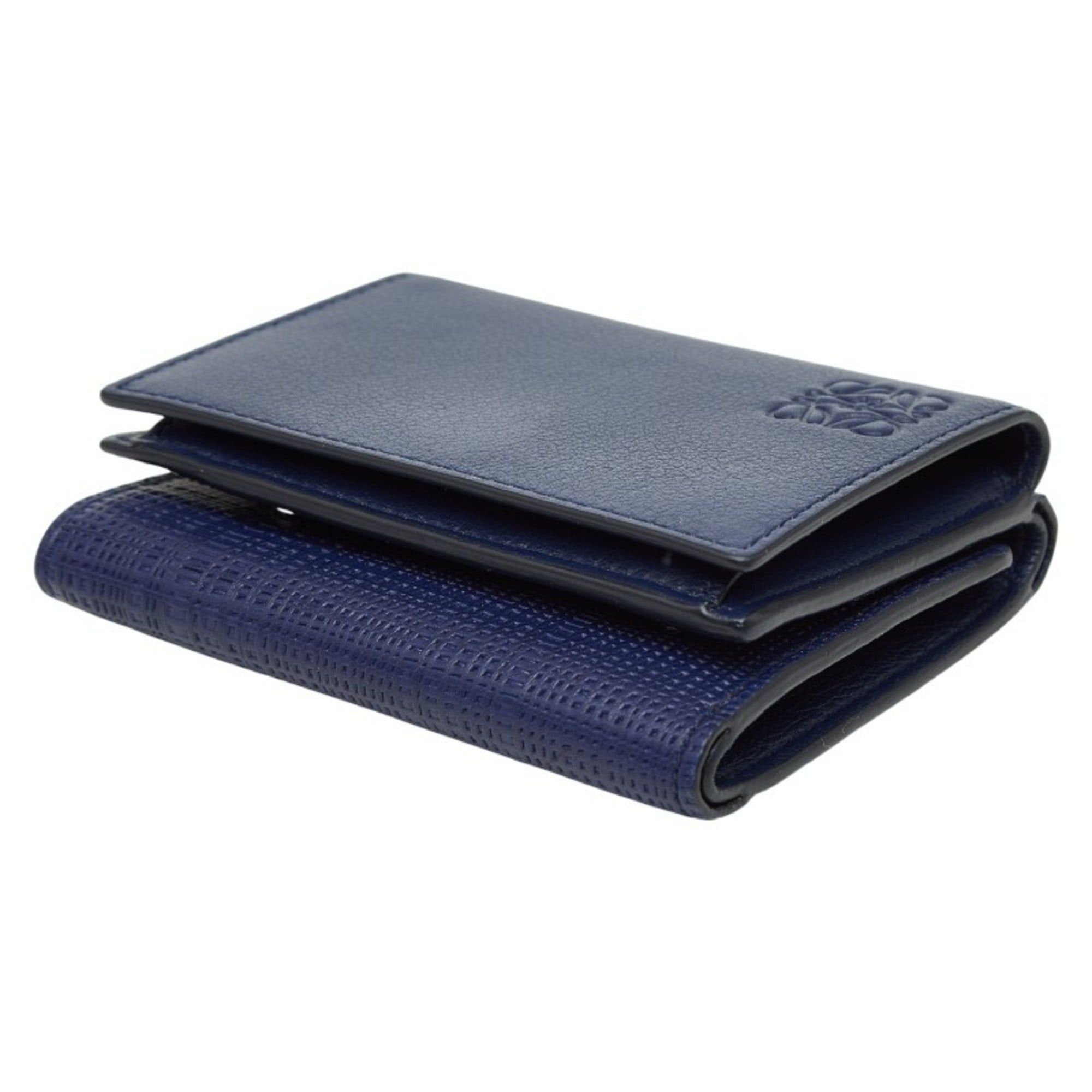Loewe LOEWE Linen Tri-fold Wallet Blue Leather Women's Size ONE SIZE - 4 Thumbnail