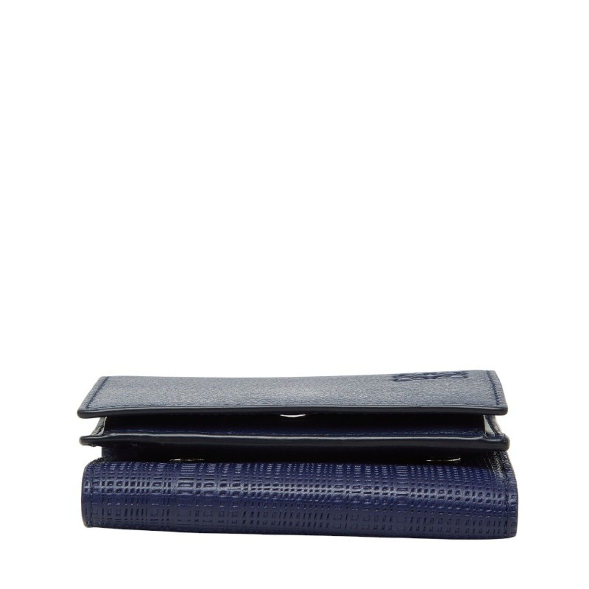 Loewe LOEWE Linen Tri-fold Wallet Blue Leather Women's Size ONE SIZE - 3 Thumbnail