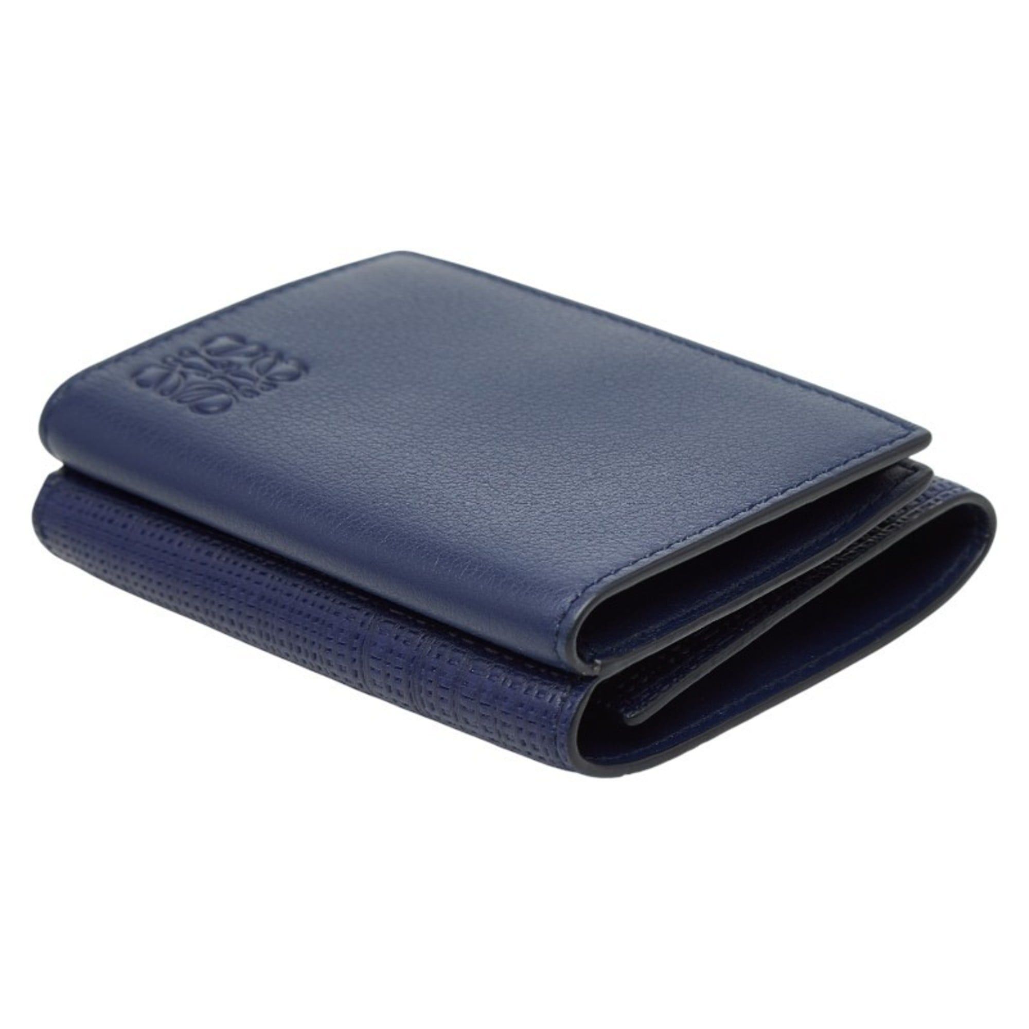 Loewe LOEWE Linen Tri-fold Wallet Blue Leather Women's Size ONE SIZE - 5 Thumbnail