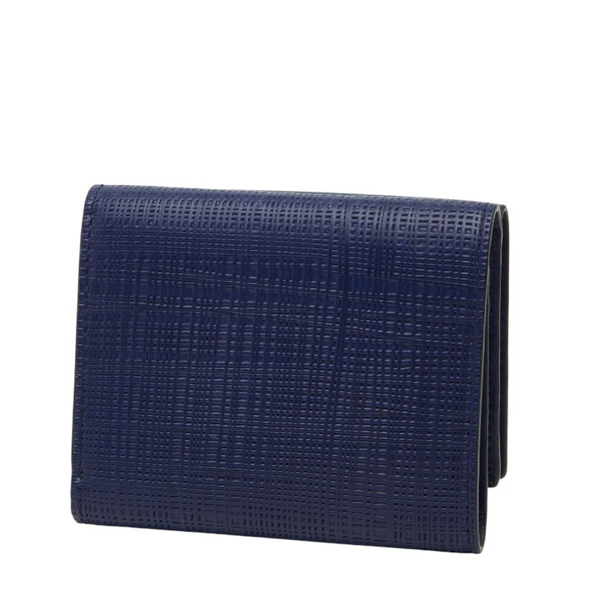 Loewe LOEWE Linen Tri-fold Wallet Blue Leather Women's Size ONE SIZE - 2 Thumbnail