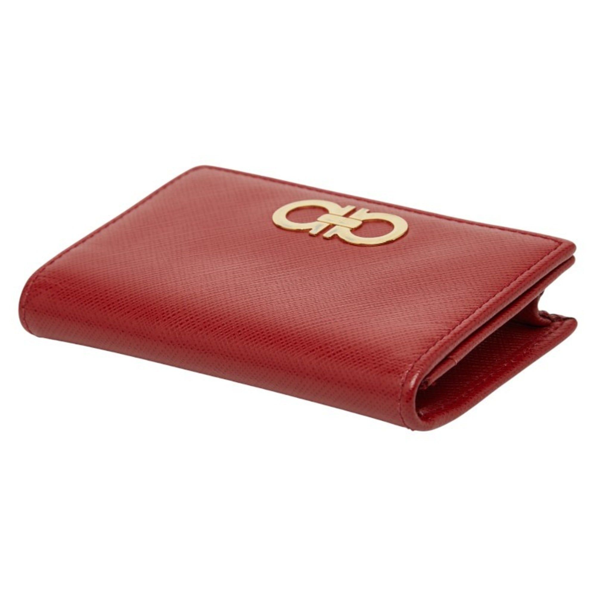 Salvatore Ferragamo Salvatore Ferragamo Gancini Business Card Case/Card Case/Pass Case Red Leather Women's Size ONE SIZE - 5 Thumbnail