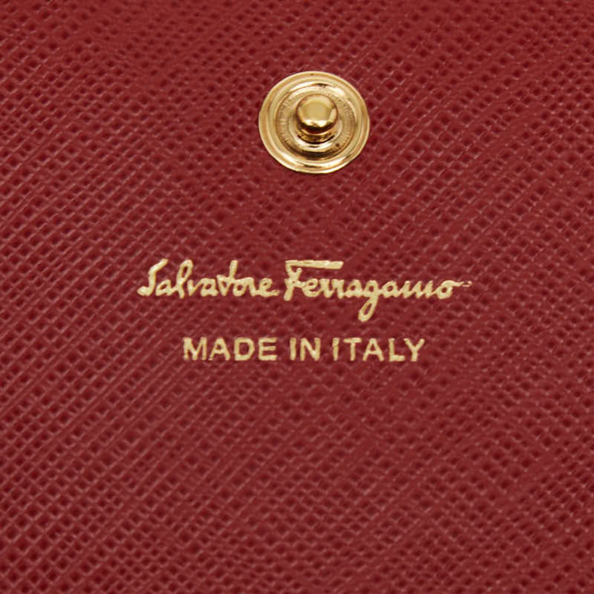 Salvatore Ferragamo Salvatore Ferragamo Gancini Business Card Case/Card Case/Pass Case Red Leather Women's Size ONE SIZE - 8 Thumbnail